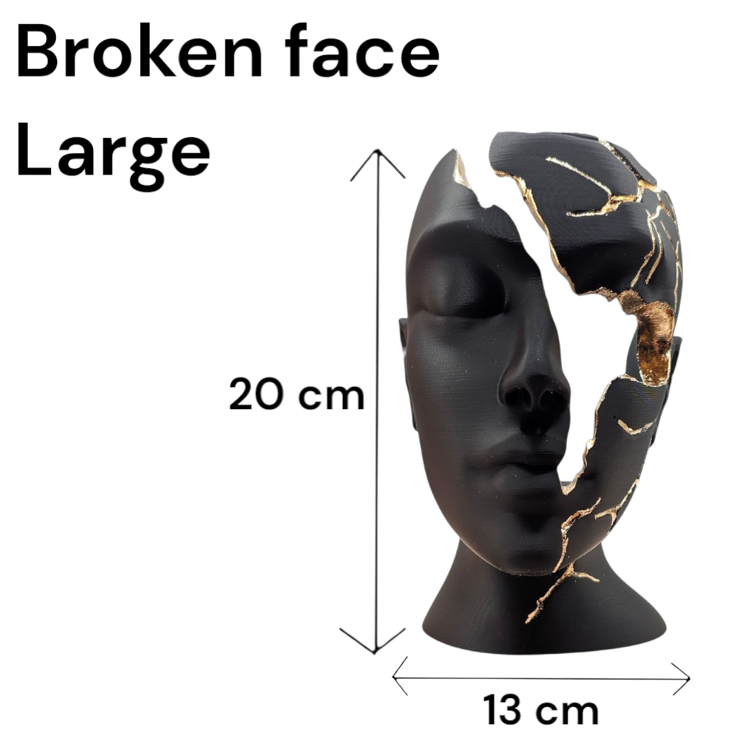 Luxury Layerzz – Broken Face - Gold Edition - kunstbeeld - 3 maten