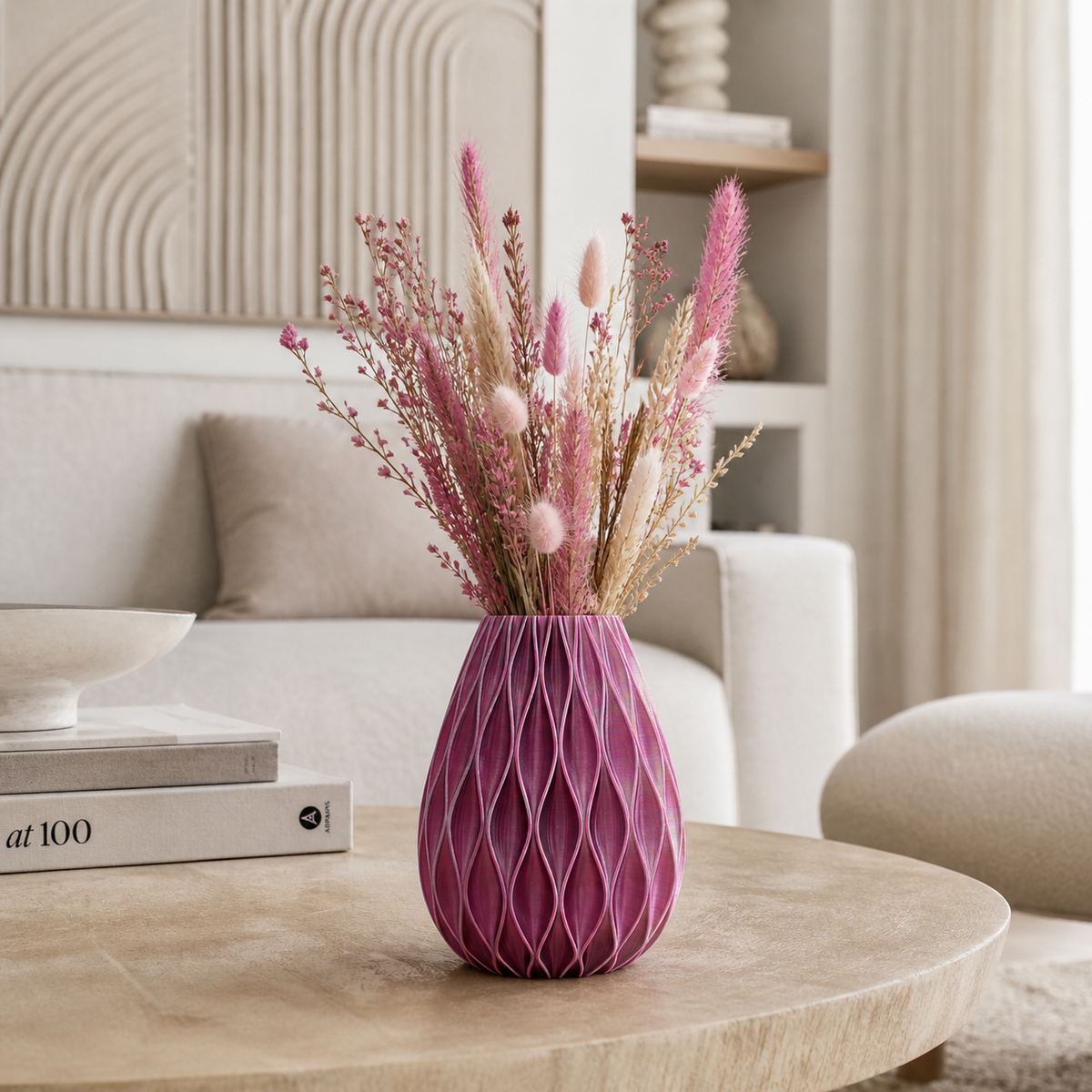 Onyxa - Duurzame 3D geprinte droogbloemen vaas