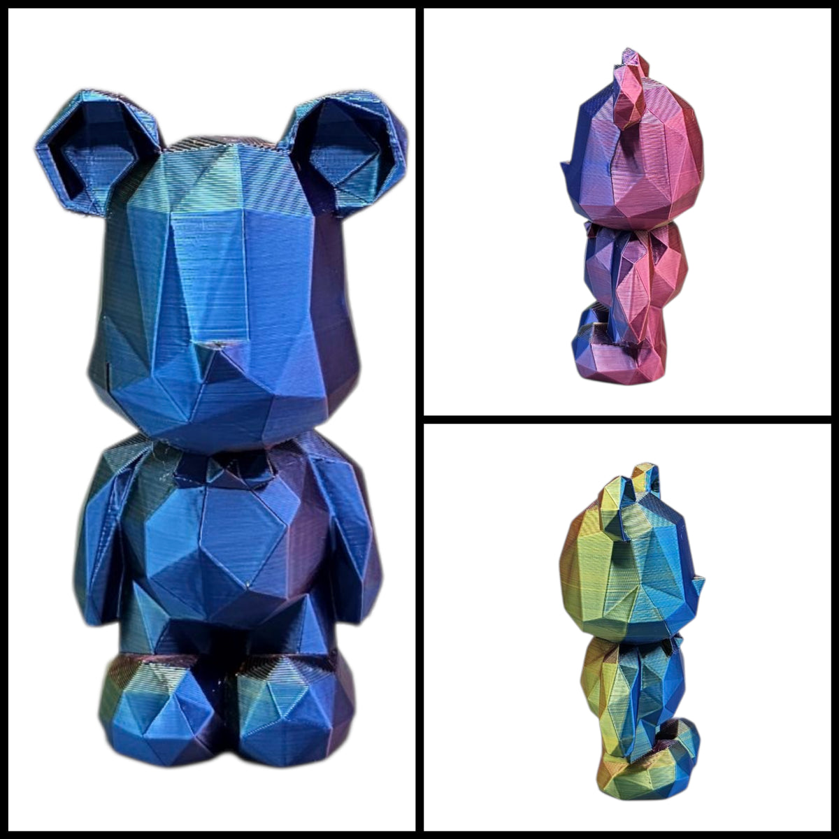 3D Geometrisch Beertje | Kleurrijke Mini Decoratie van Meerkleurig Filament