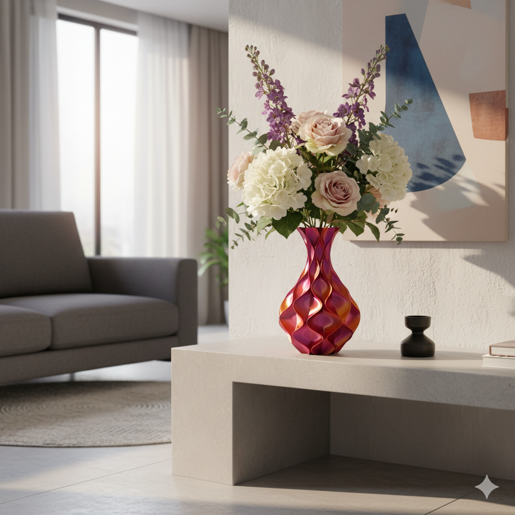 Wave Elegance - 3D geprinte Design vaas - 3 maten