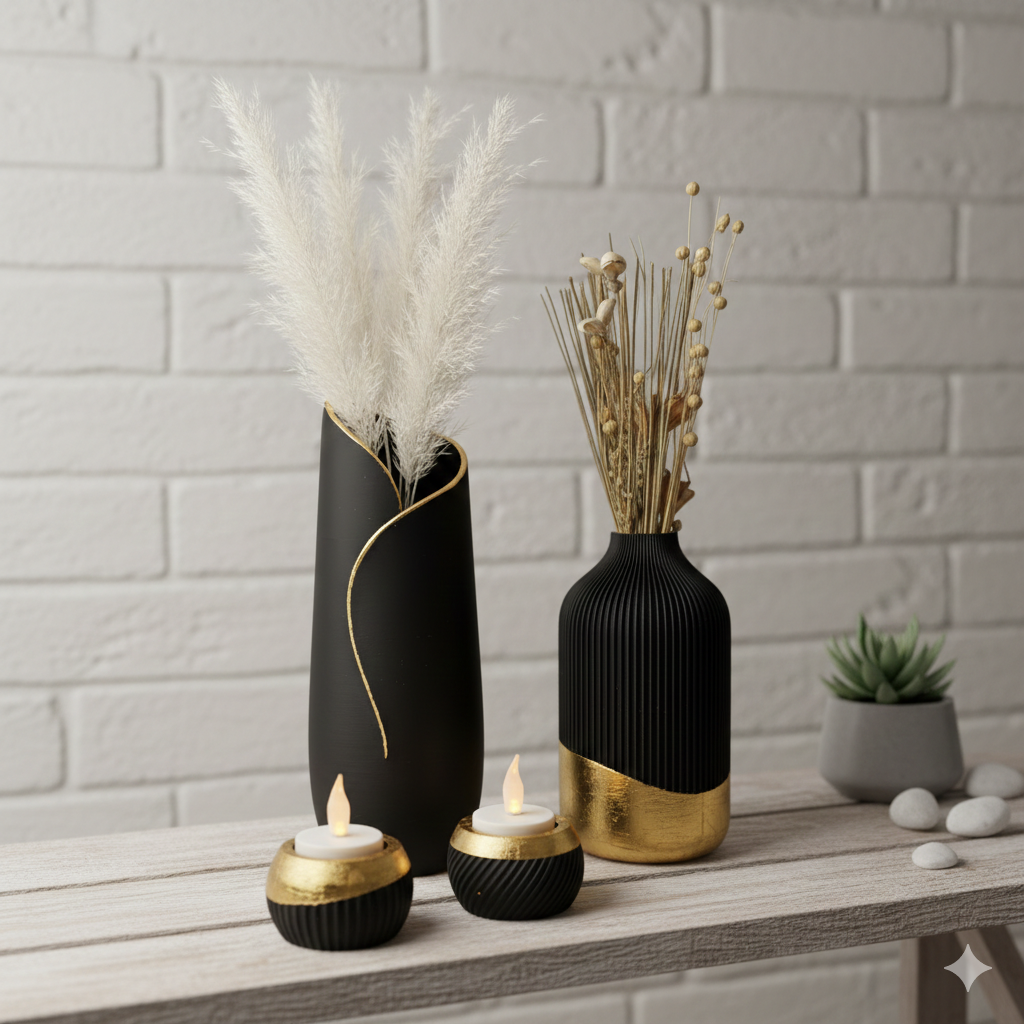 Waxinehouder Luxury Layerzz – bladmetale afwerking - woondecoratie - diverse varianten