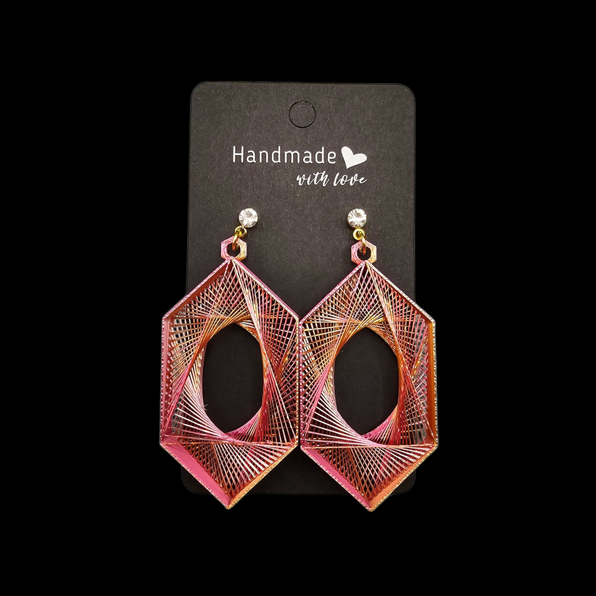 3D-geprinte geometrische oorbellen – handgemaakt met meerkleurig filament – uniek kleurverloop