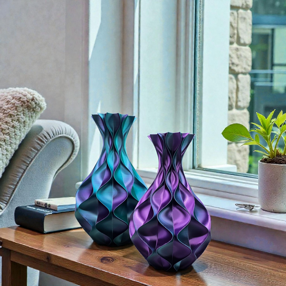 Wave Elegance - 3D geprinte Design vaas - 3 maten