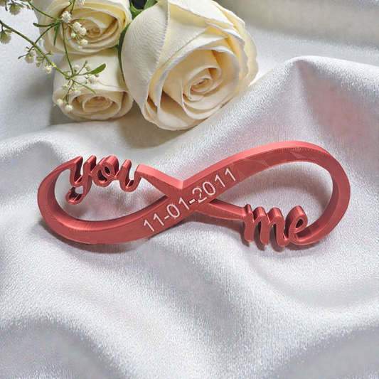 Gepersonaliseerd Infinity Teken – You & Me met Datum - Cadeau - bruiloft - verloving - persoonlijk