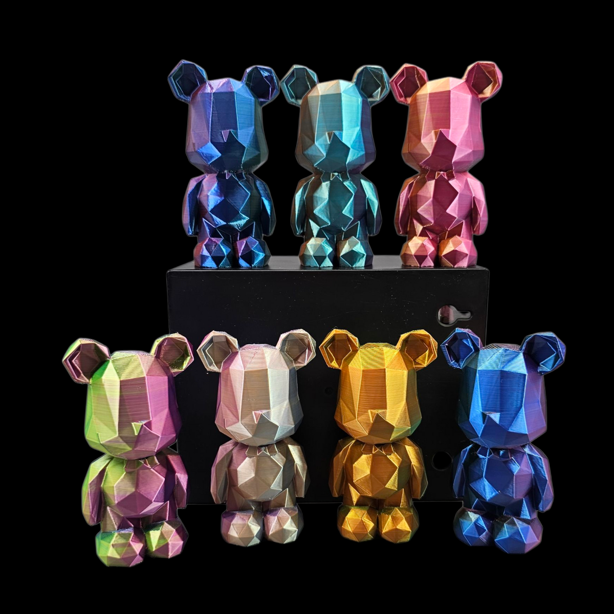 3D Geometrisch Beertje | Kleurrijke Mini Decoratie van Meerkleurig Filament
