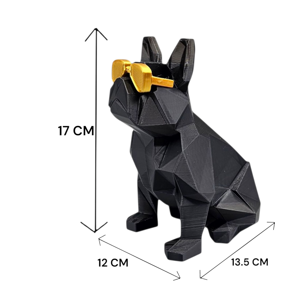 Luxury Layerzz Zonnebrilhond – Zwart met Gouden Bril - 2 maten - decoratie