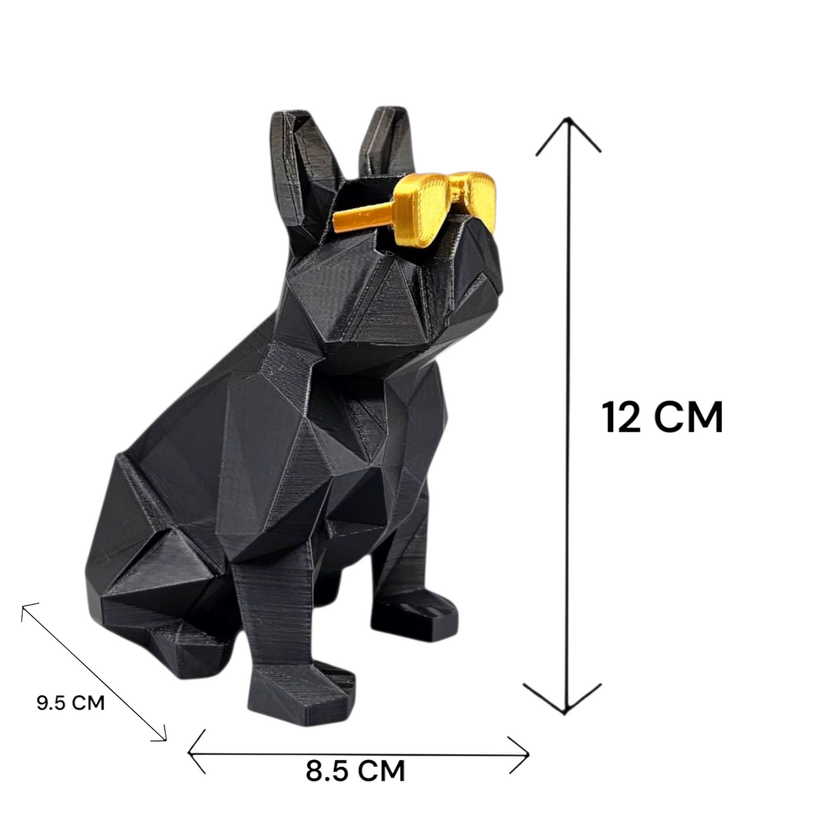 Luxury Layerzz Zonnebrilhond – Zwart met Gouden Bril - 2 maten - decoratie