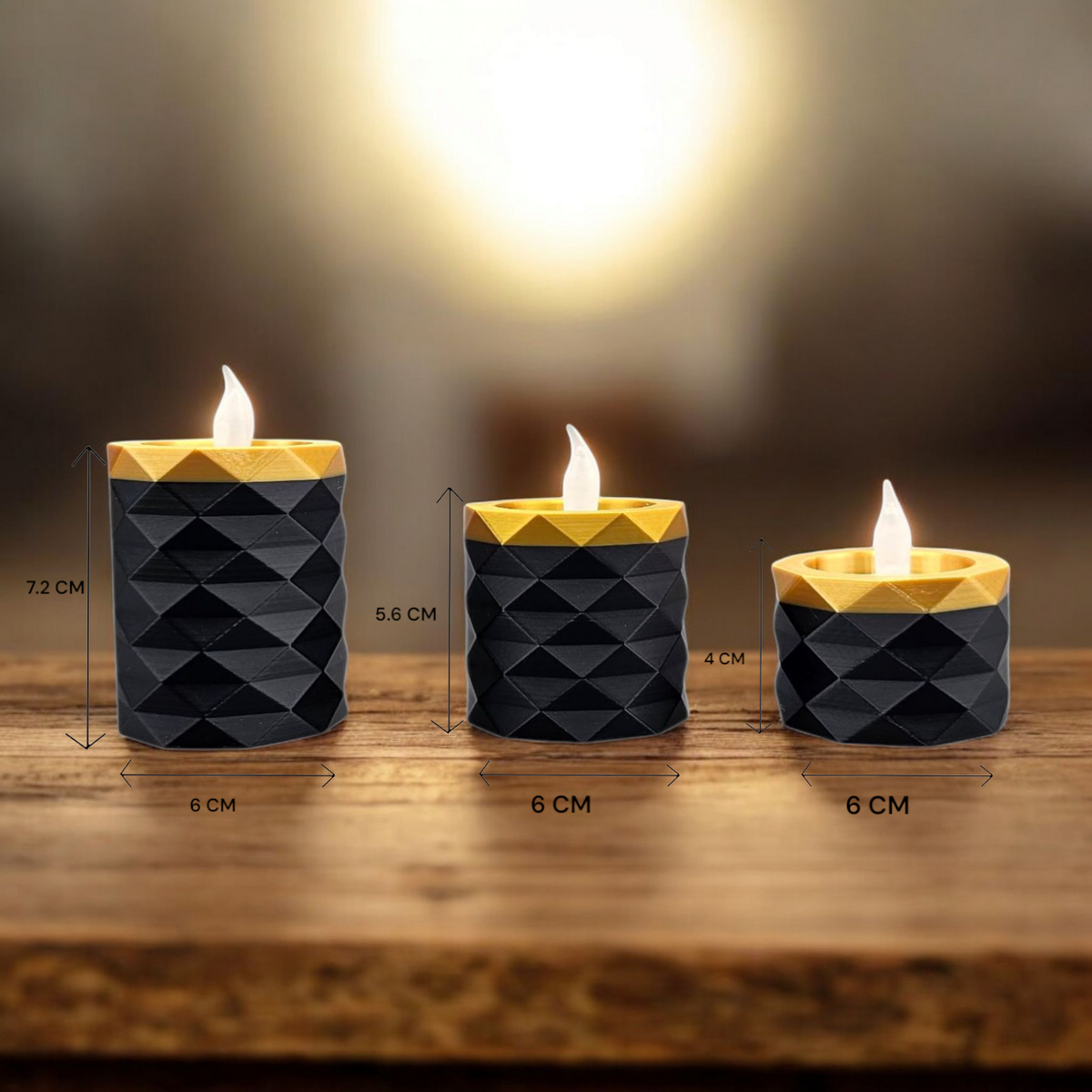 Luxury Layerzz LED Waxinelichthouders – Set van 3 zwart met goud of koper - homedecoration