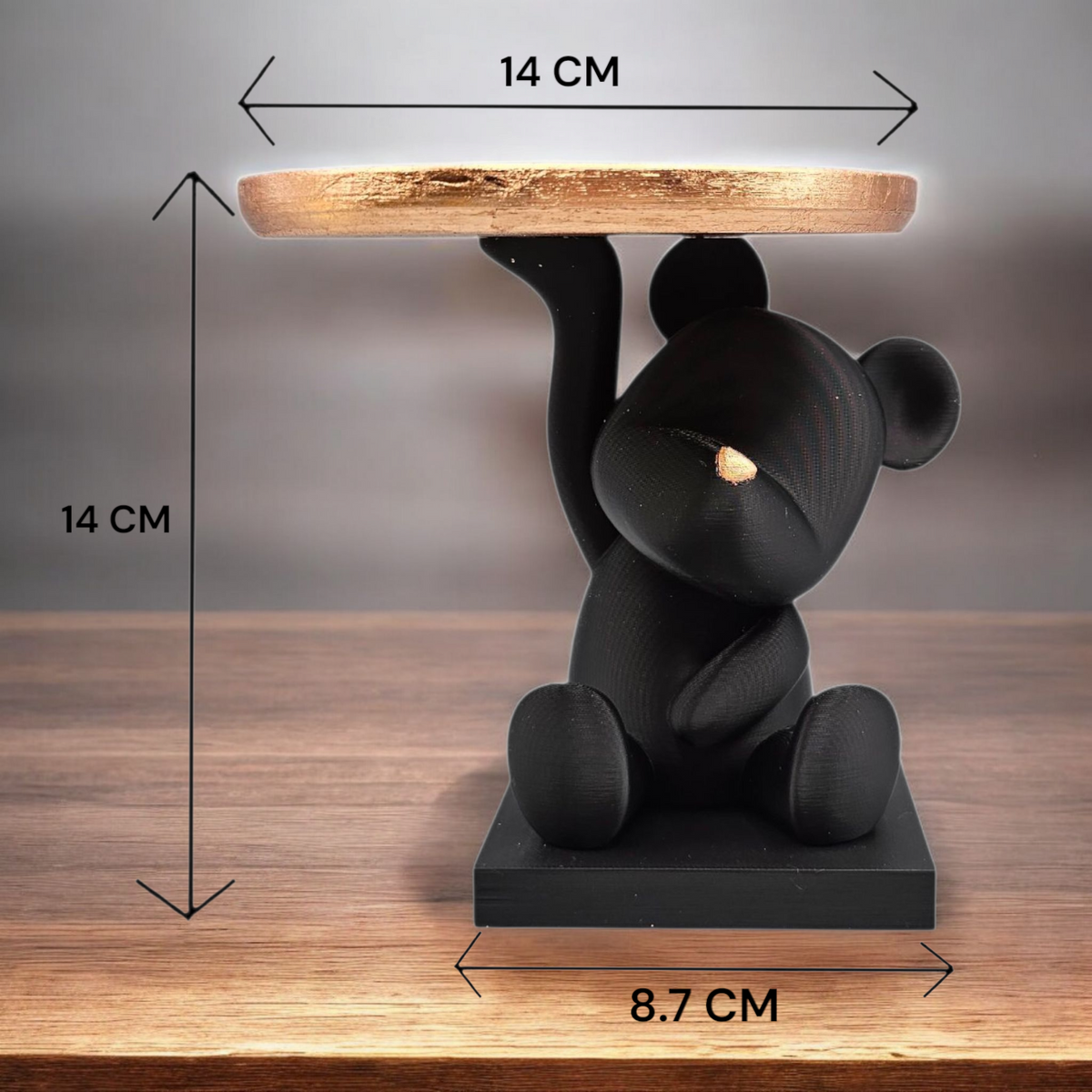 Luxury Layerzz – Bear Tray Figure | Rose Gold Leaf Accent