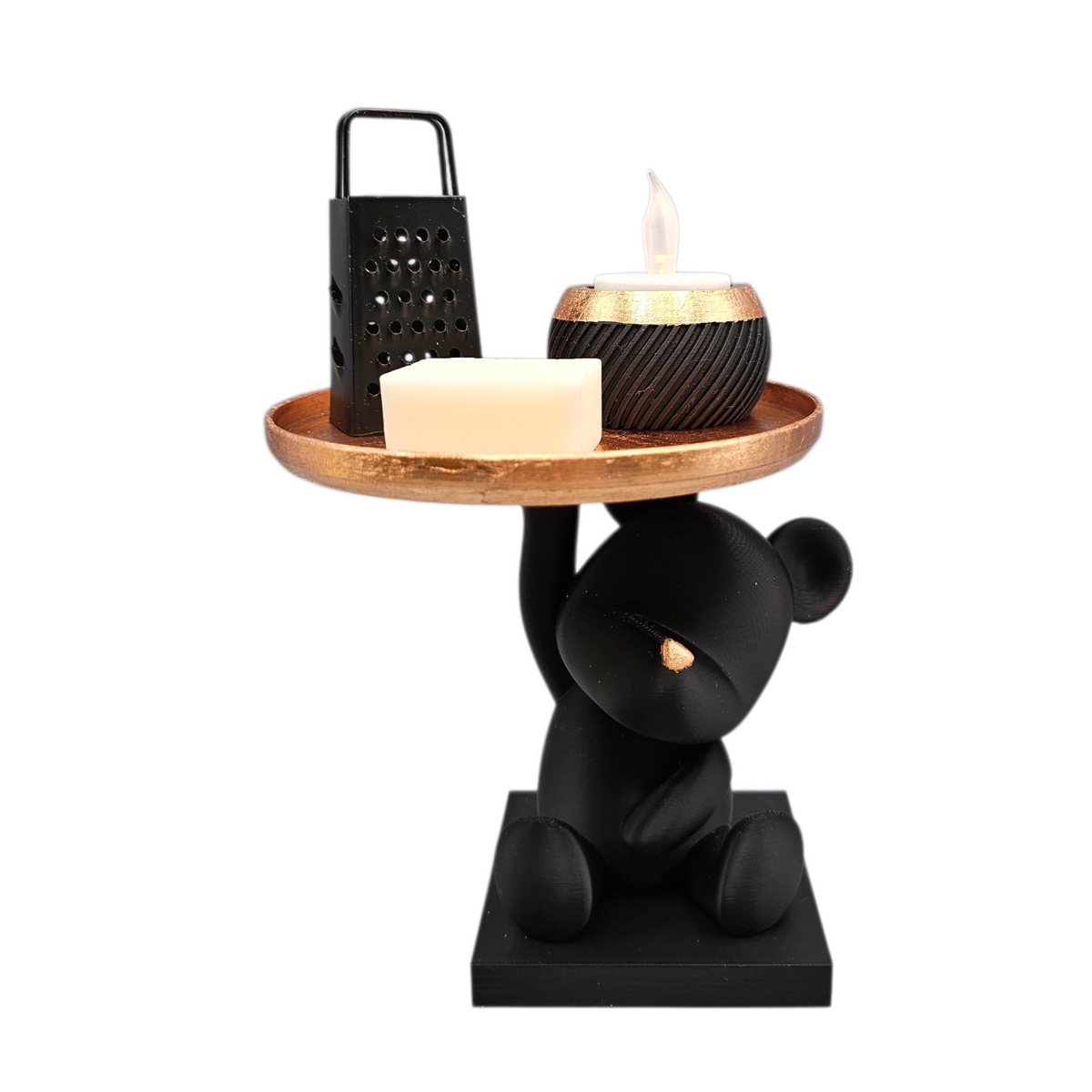 Luxury Layerzz – Bear Tray Figure | Rose Gold Leaf Accent