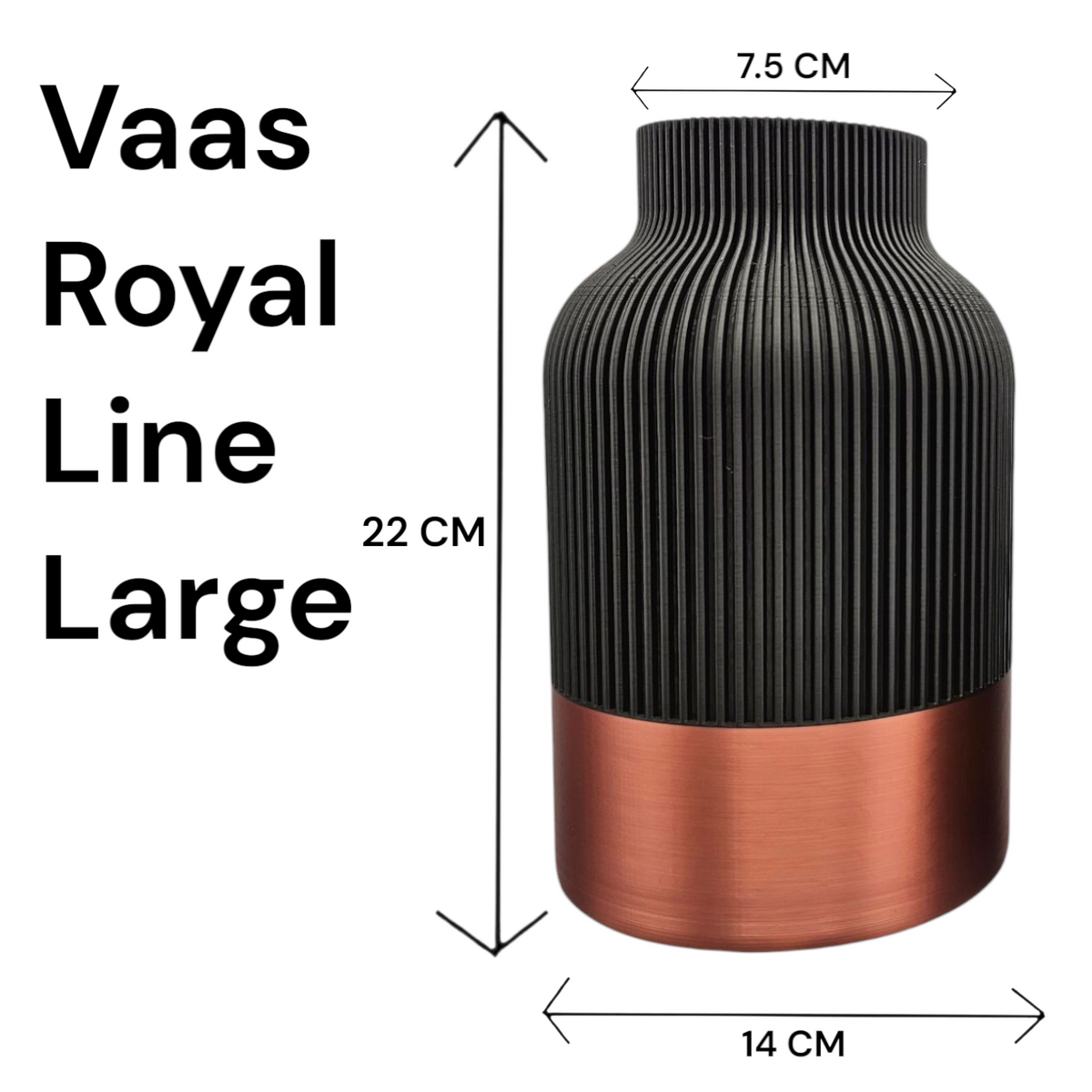 Luxury Layerzz – Royal Line Vase | Copper Accent - duurzaam - 3d geprint - woondecoratie - 2 maten