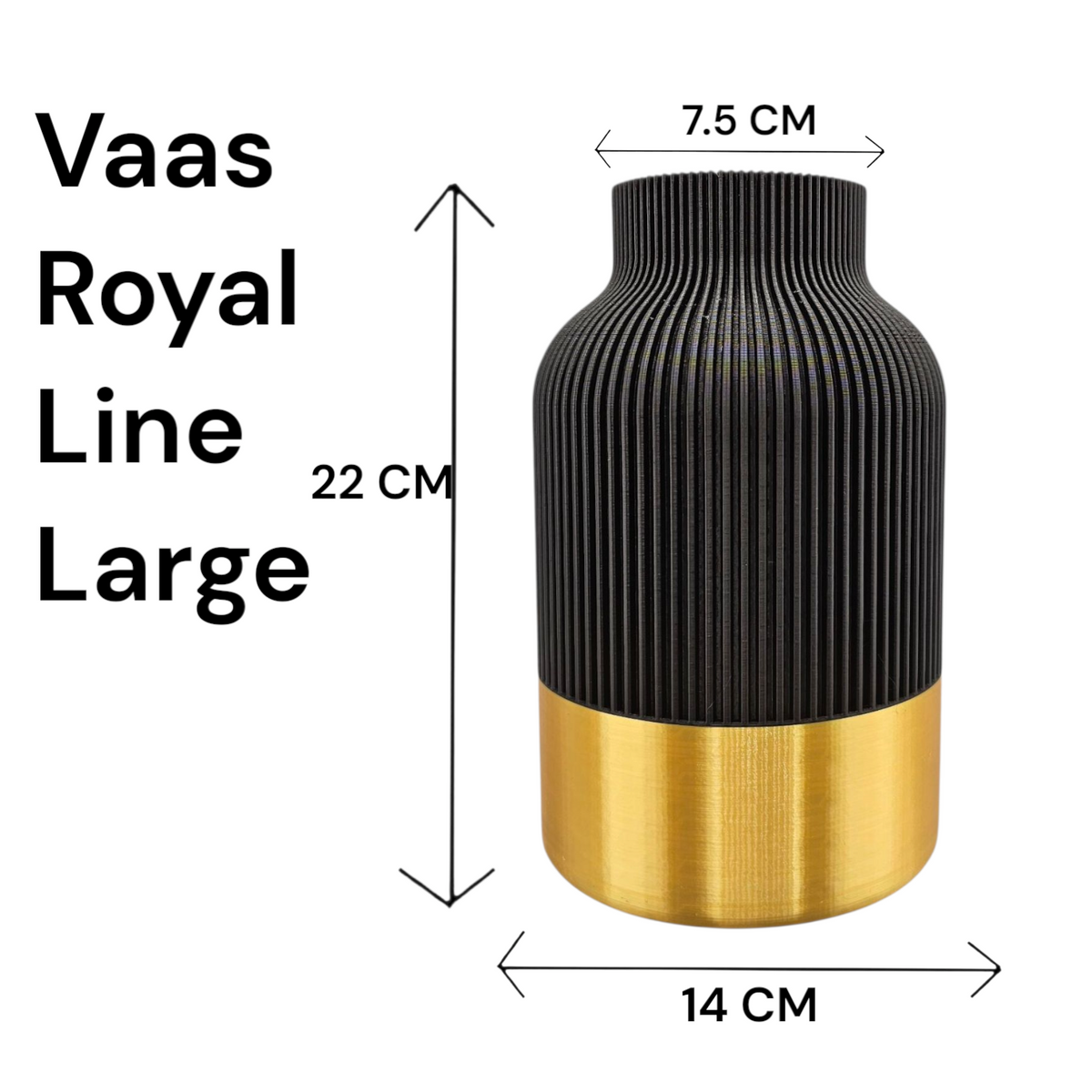 Luxury Layerzz – Royal Line Vase | Gold Accent - 3d geprint - duurzaam - 2 maten