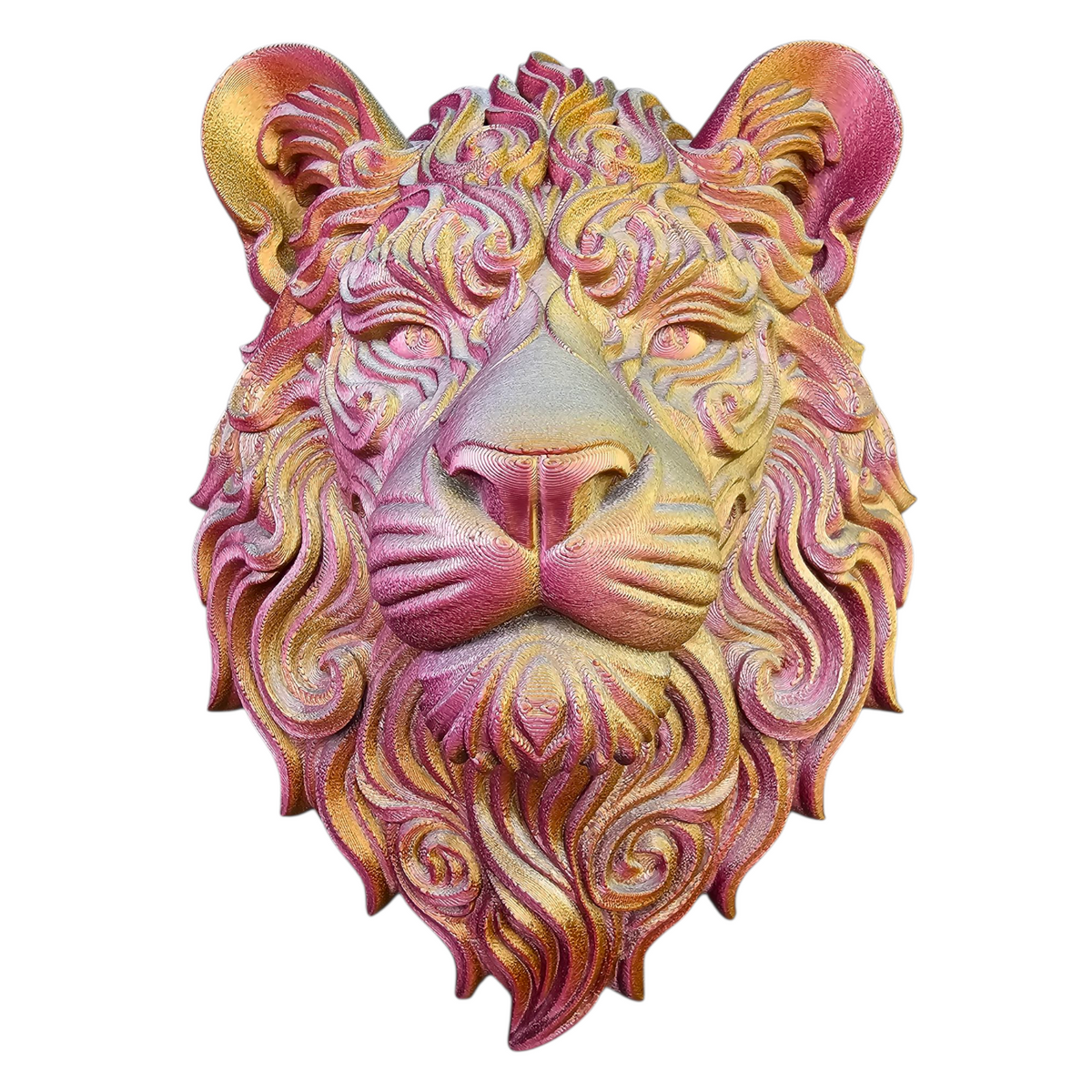 3D Geprinte Leeuwenkop Wanddecoratie – Multicolor Design - eyecather