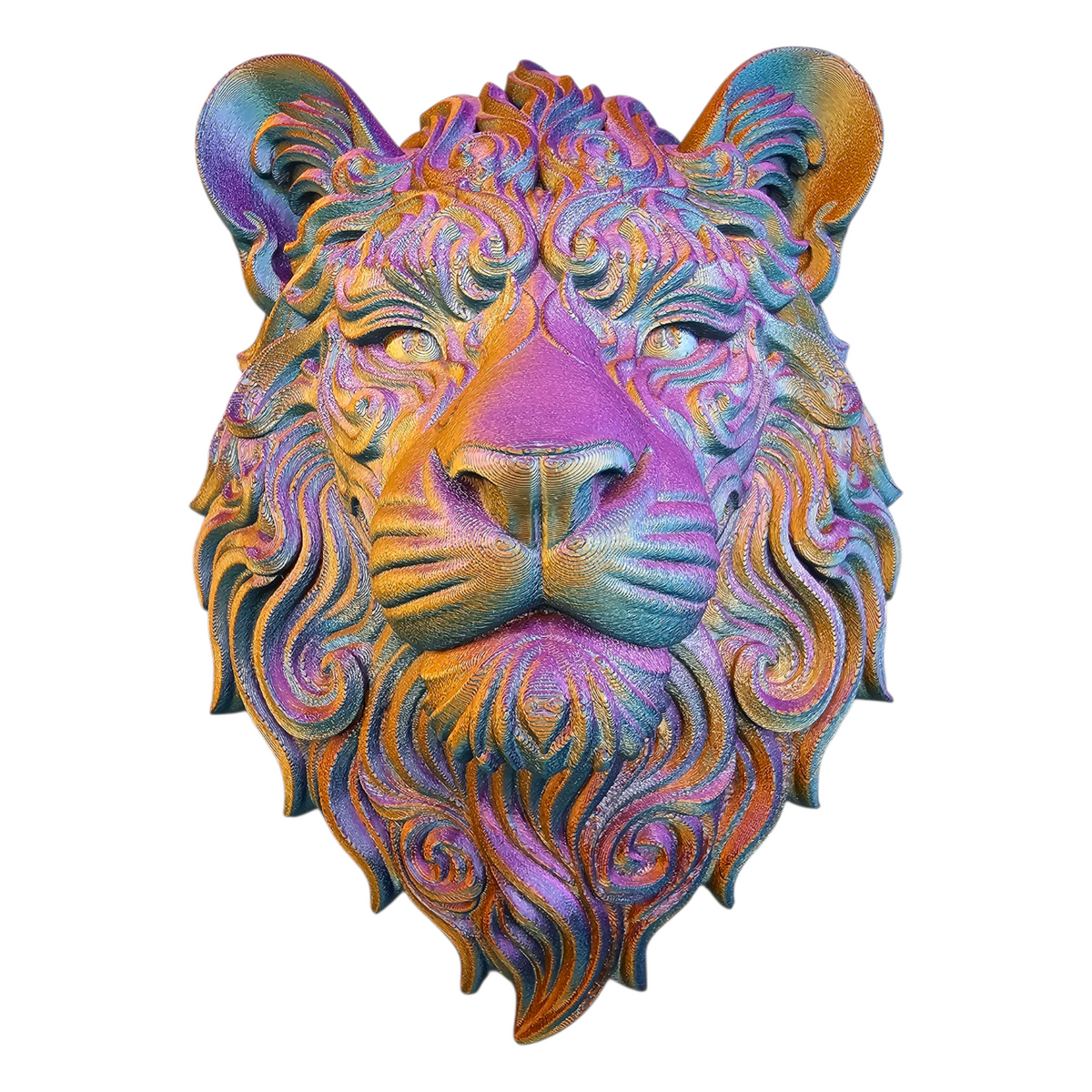 3D Geprinte Leeuwenkop Wanddecoratie – Multicolor Design - eyecather
