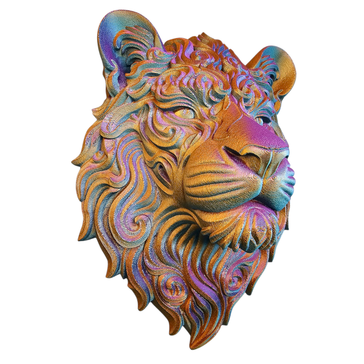 3D Geprinte Leeuwenkop Wanddecoratie – Multicolor Design - eyecather
