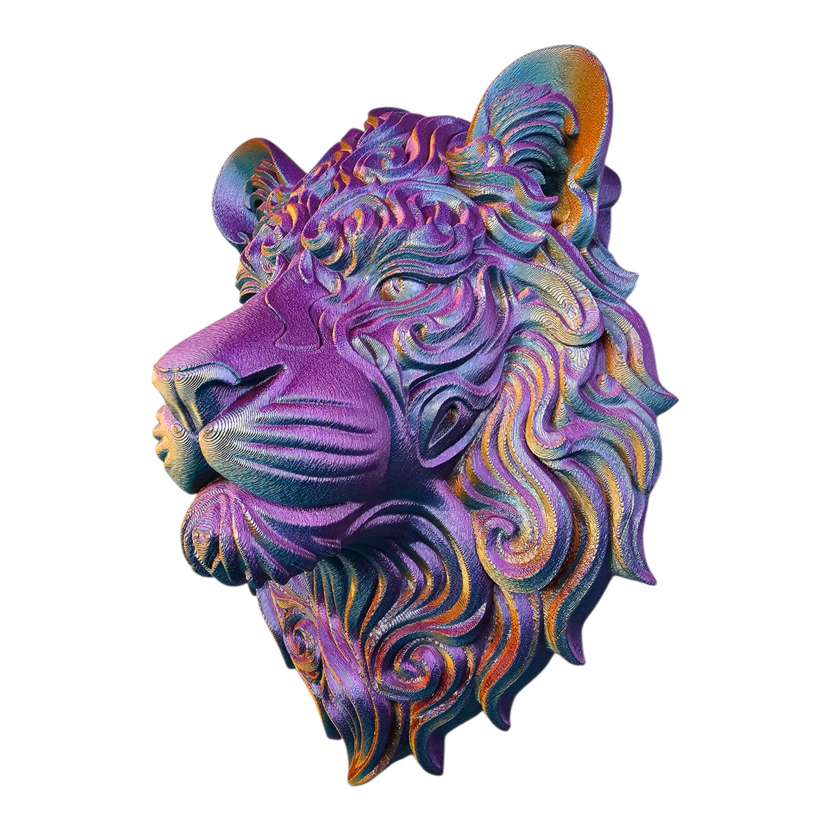3D Geprinte Leeuwenkop Wanddecoratie – Multicolor Design - eyecather