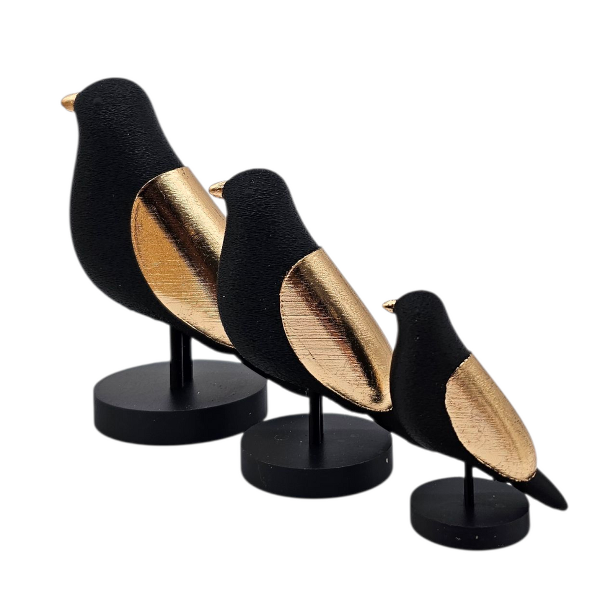 Luxury Layerzz – Luxury Birds | zwart & Champagne Goud - minimalistisch - Japandi Style - 3 maten
