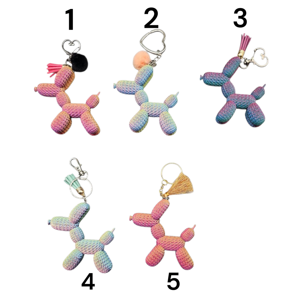 Ballonhond Sleutelhanger - Bagcharm - uniek - meerkleurig - trendy tashanger