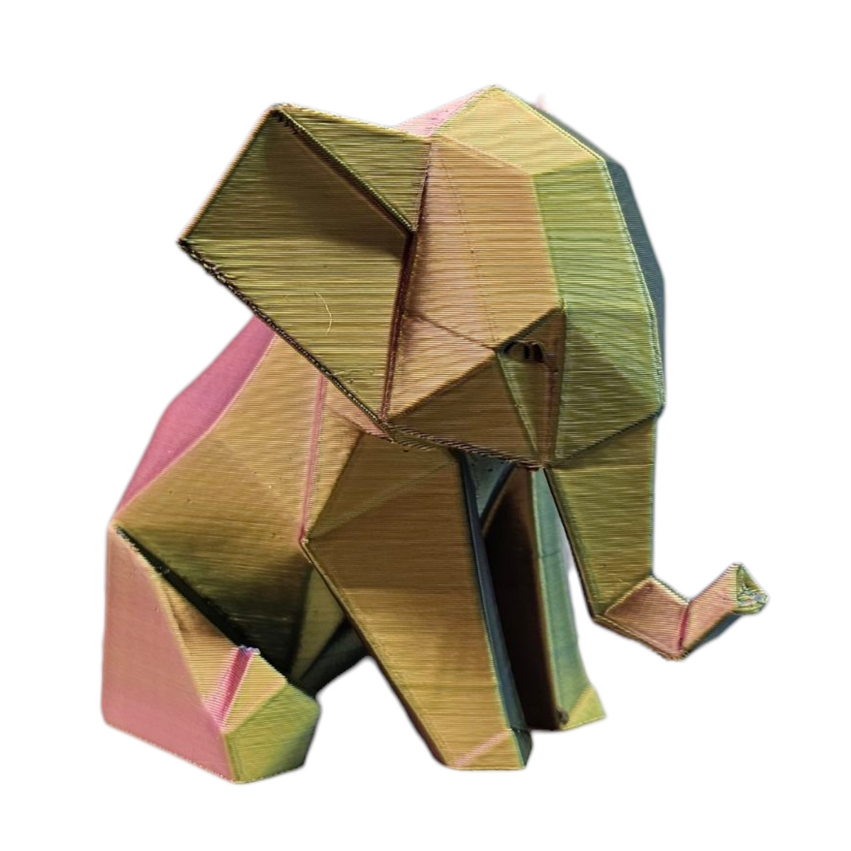 Geometrische Olifant - 3D Geprint Olifantje Meerkleurig  in 3 Maten