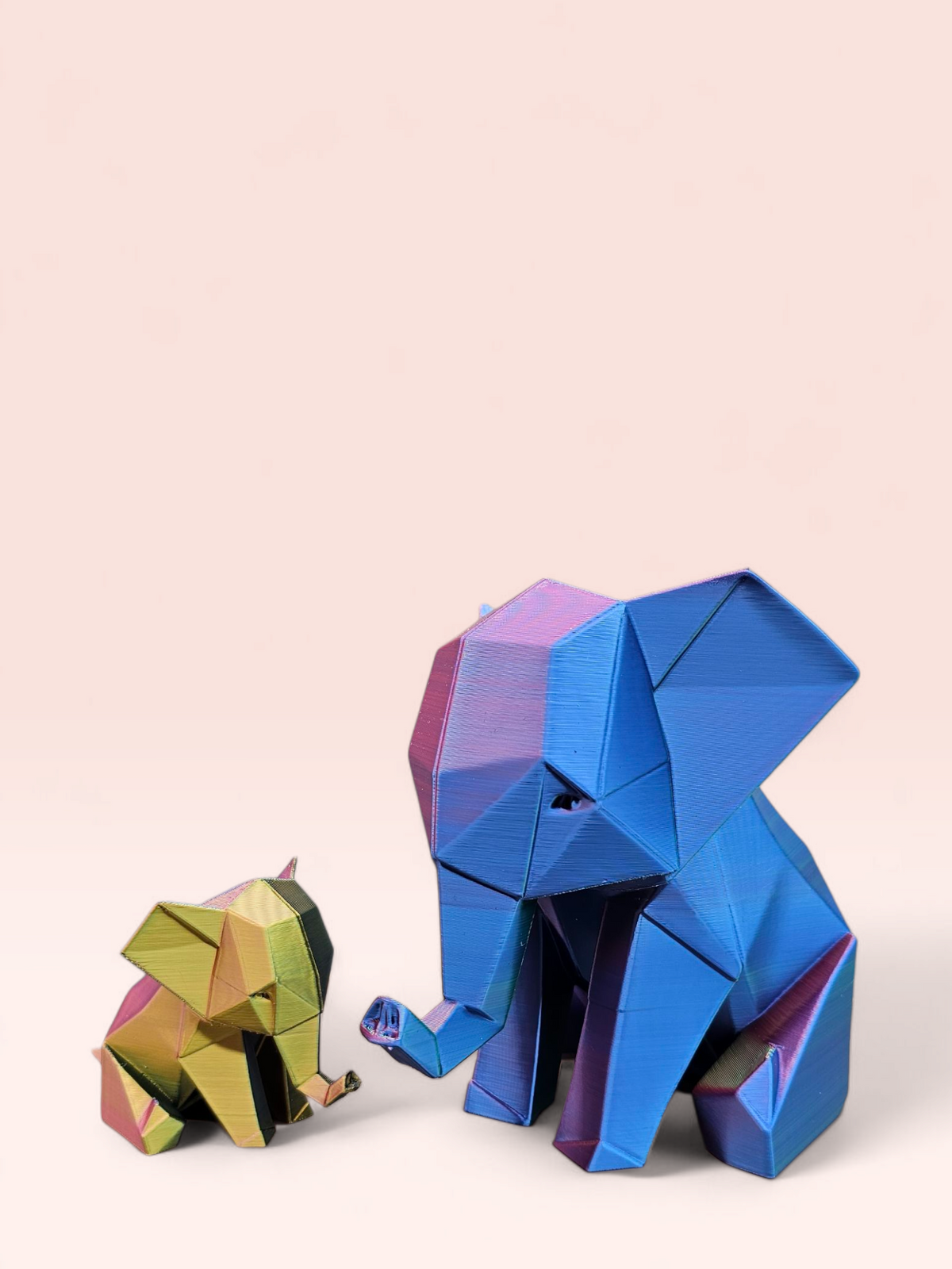 Geometrische Olifant - 3D Geprint Olifantje Meerkleurig  in 3 Maten