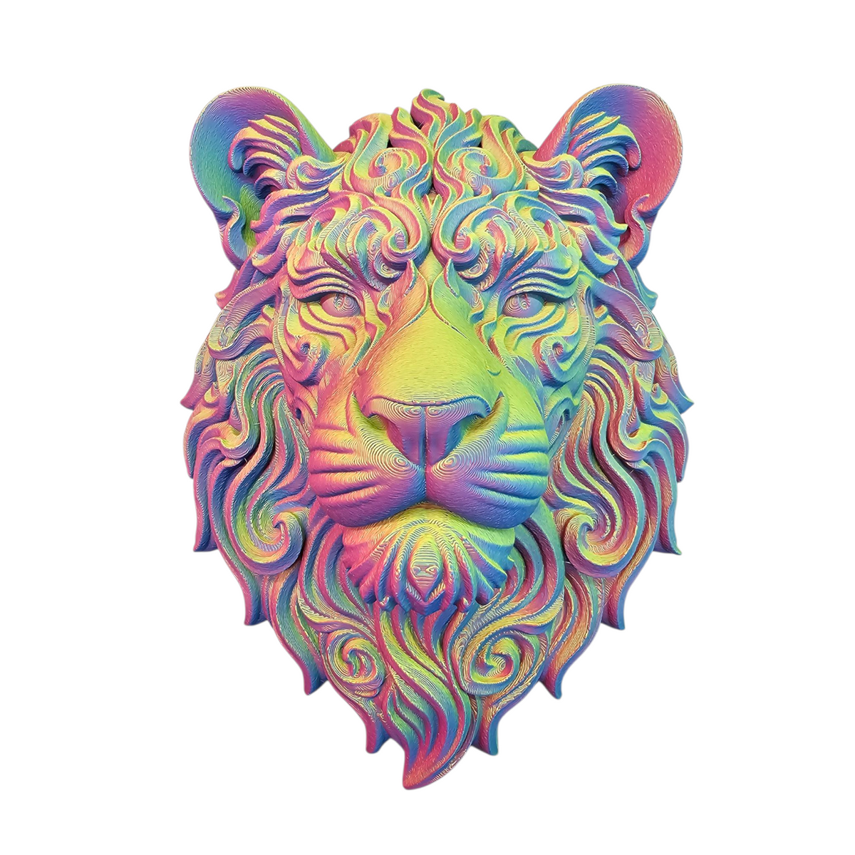 3D Geprinte Leeuwenkop Wanddecoratie – Multicolor Design - eyecather