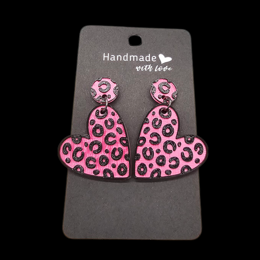 Pink Leopard Oorbellen – 3D Geprinte Statement Oorbellen met Luipaardprint