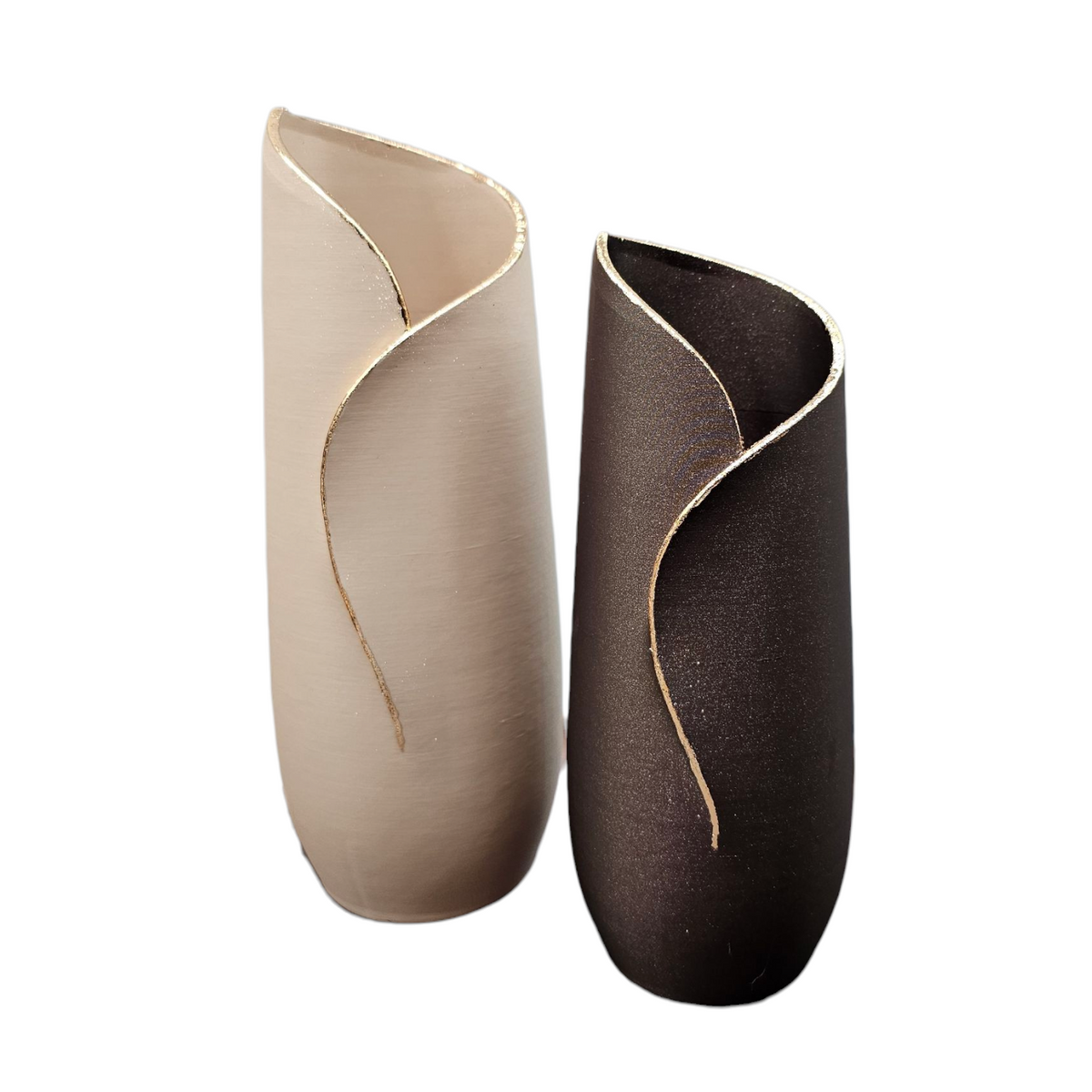 Luxury Layerzz Flow Line Vase | Design Vaas met Gouden Rand - 2 maten diverse kleuren