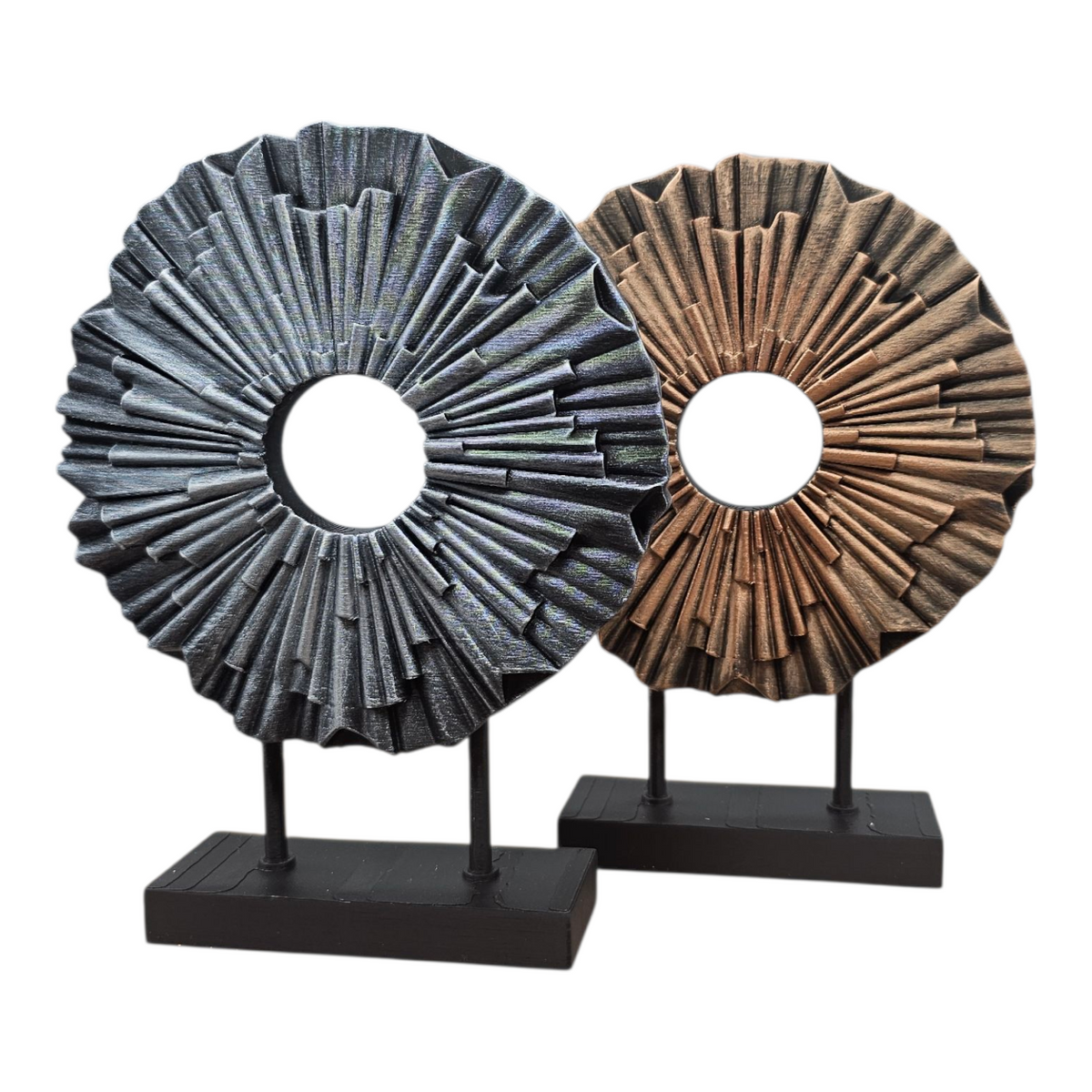 Decoratief Ornament Rond – Zwart met Metallic Koper of Zilver | Luxury Layerzz