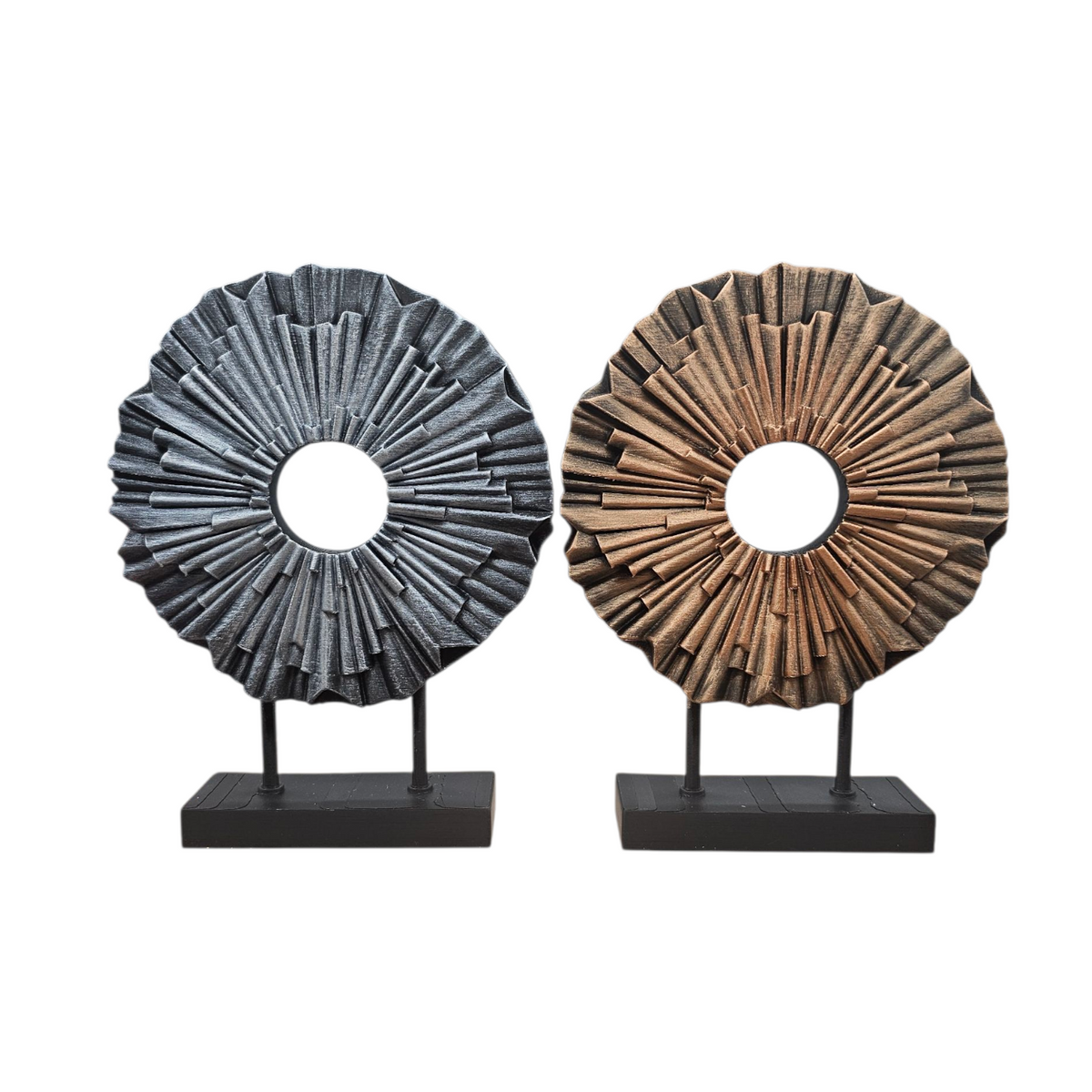 Decoratief Ornament Rond – Zwart met Metallic Koper of Zilver | Luxury Layerzz