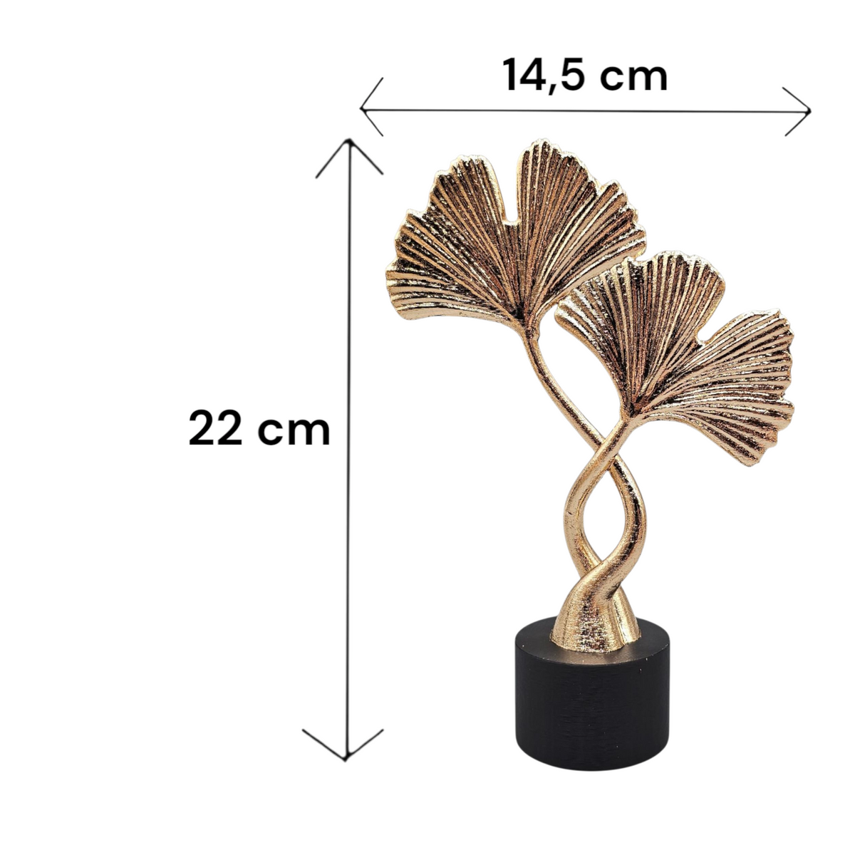 Ginkgo Blad Decoratie – Luxe Goudkleurig Ornament met Zwarte of Beige Voet