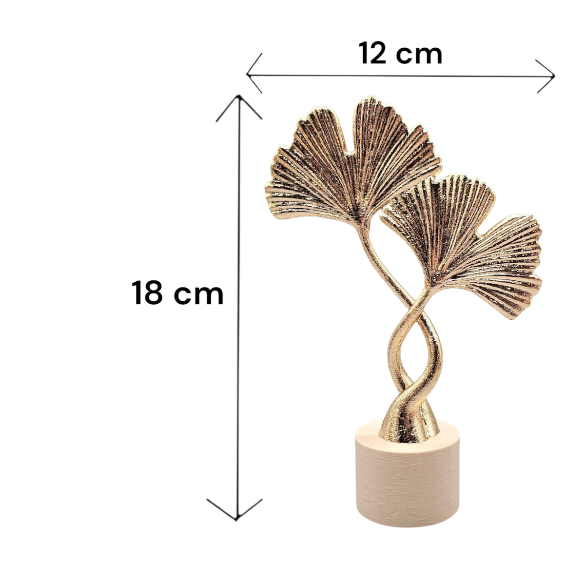 Ginkgo Blad Decoratie – Luxe Goudkleurig Ornament met Zwarte of Beige Voet