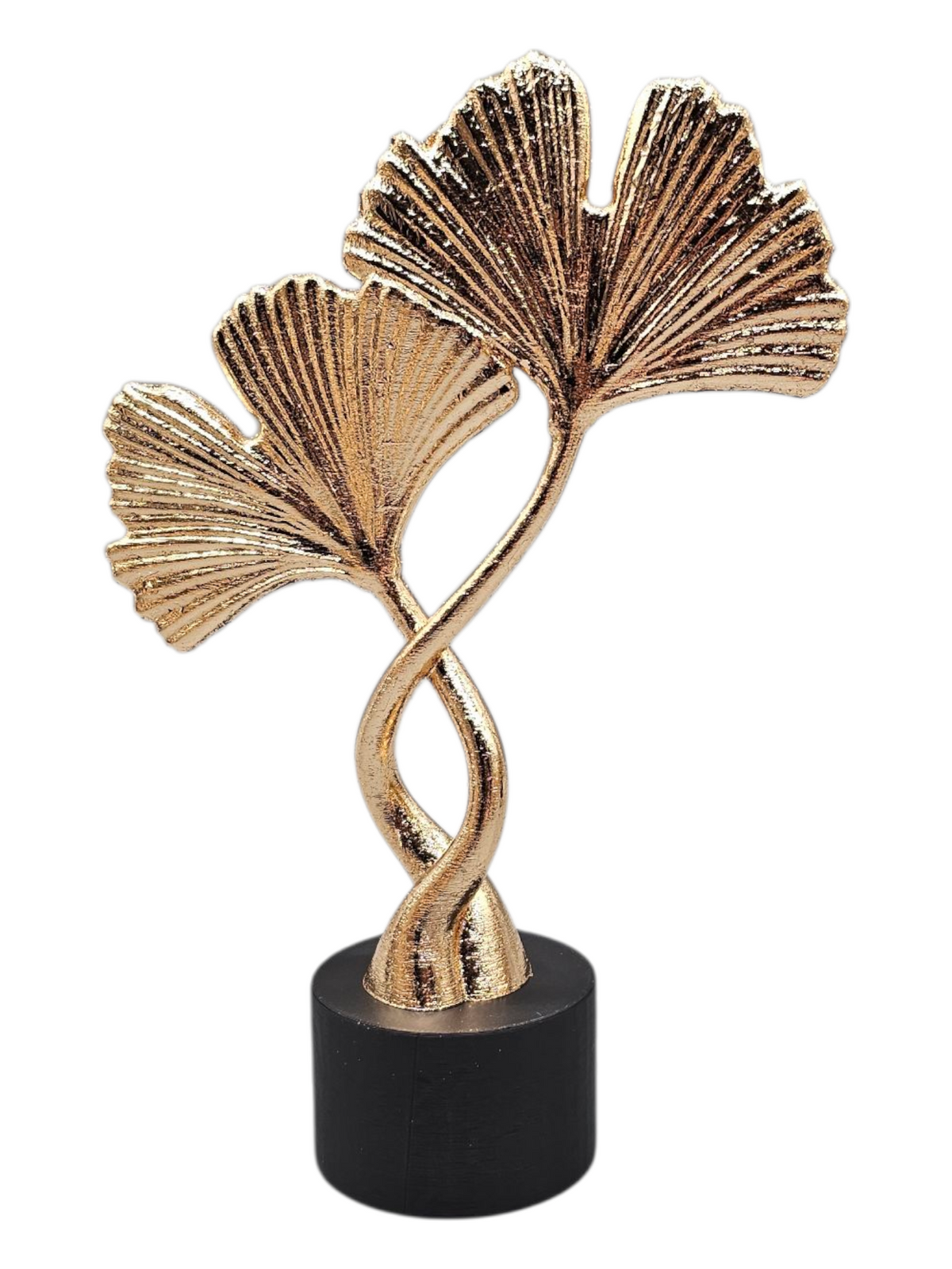 Ginkgo Blad Decoratie – Luxe Goudkleurig Ornament met Zwarte of Beige Voet