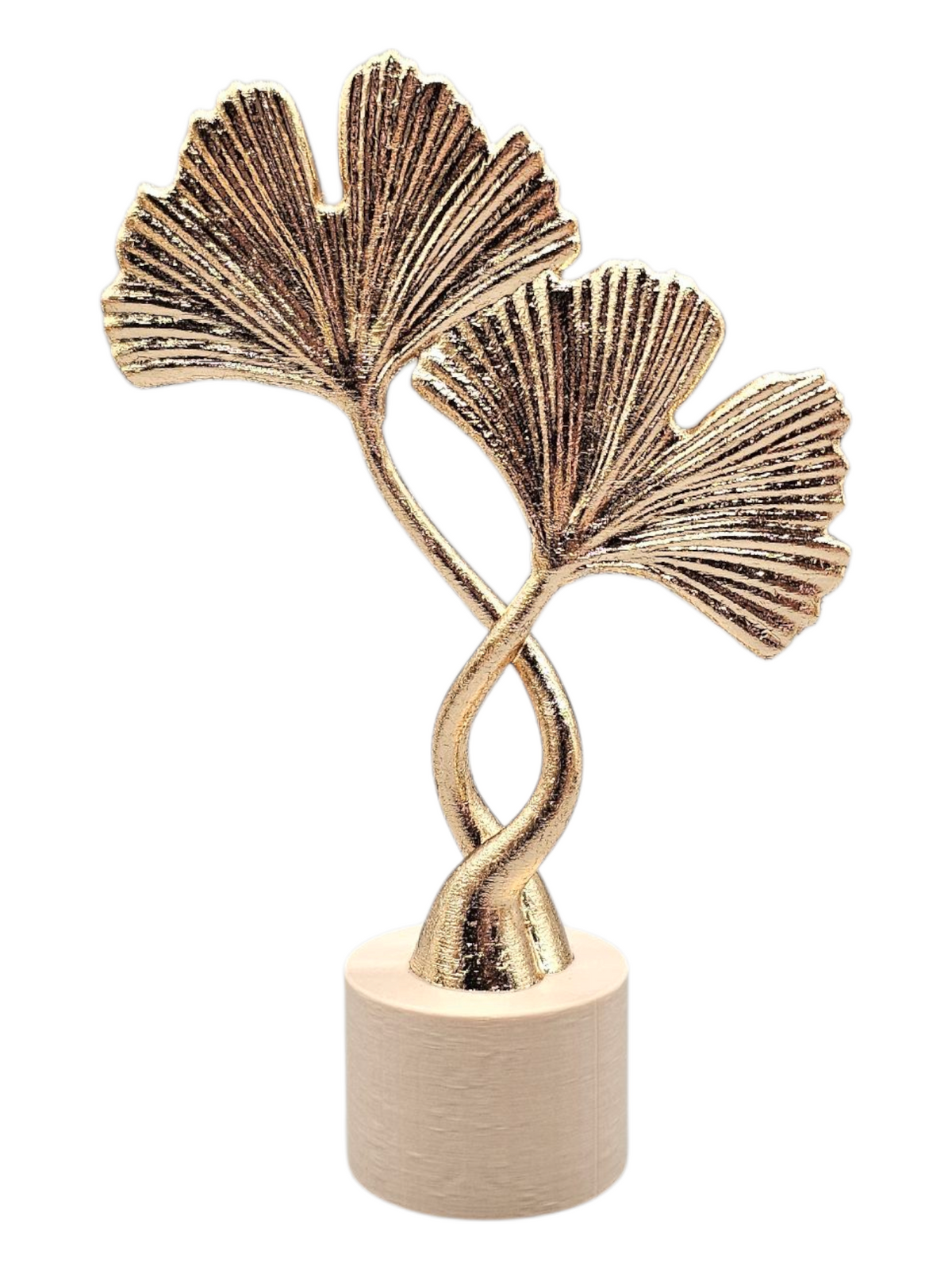 Ginkgo Blad Decoratie – Luxe Goudkleurig Ornament met Zwarte of Beige Voet