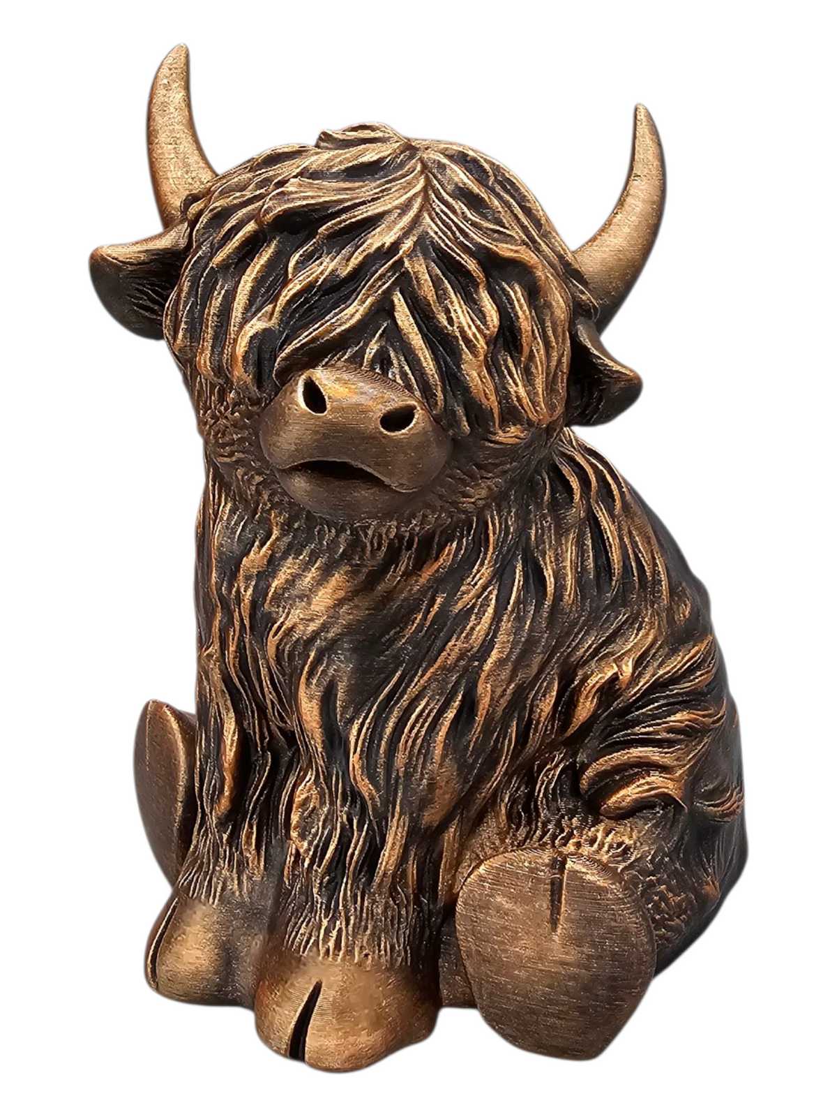Luxe Herfst Decoratieset – Beige Dienblad met Handgeschilderde Vaas, Highlander Cow & LED Licht