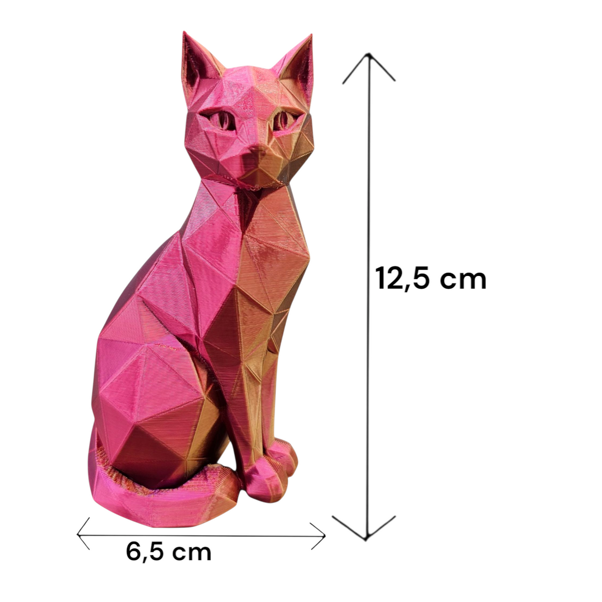 Geometrisch Poezenbeeldje | 3D Geprinte Kat in Meerkleurig Filament