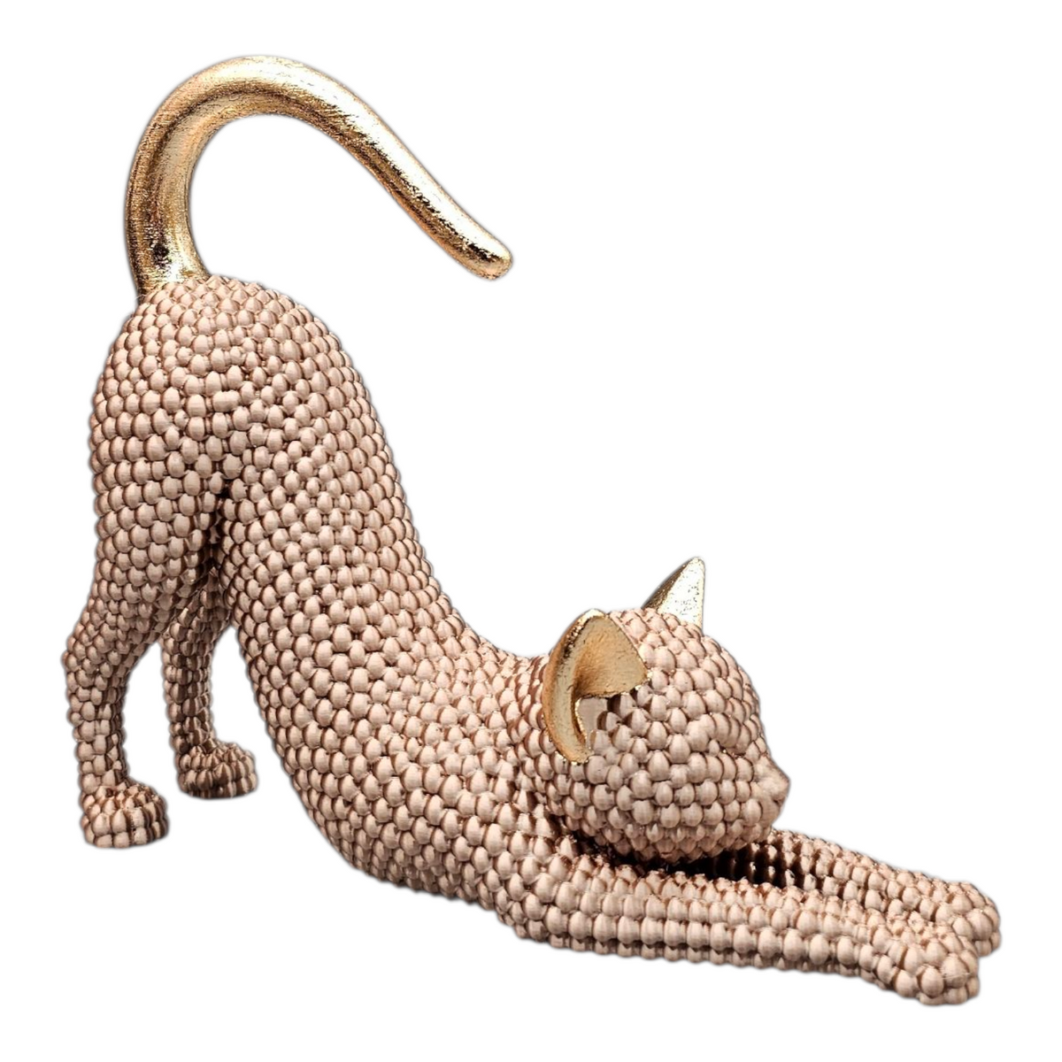 Decoratief Kattenbeeld – Liggende Kat | Champagne goud