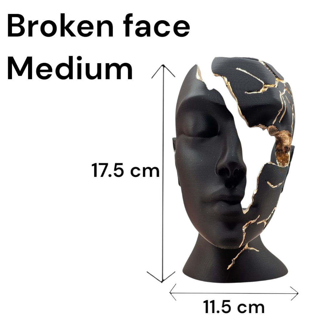 Luxury Layerzz – Broken Face - Gold Edition - kunstbeeld - 3 maten