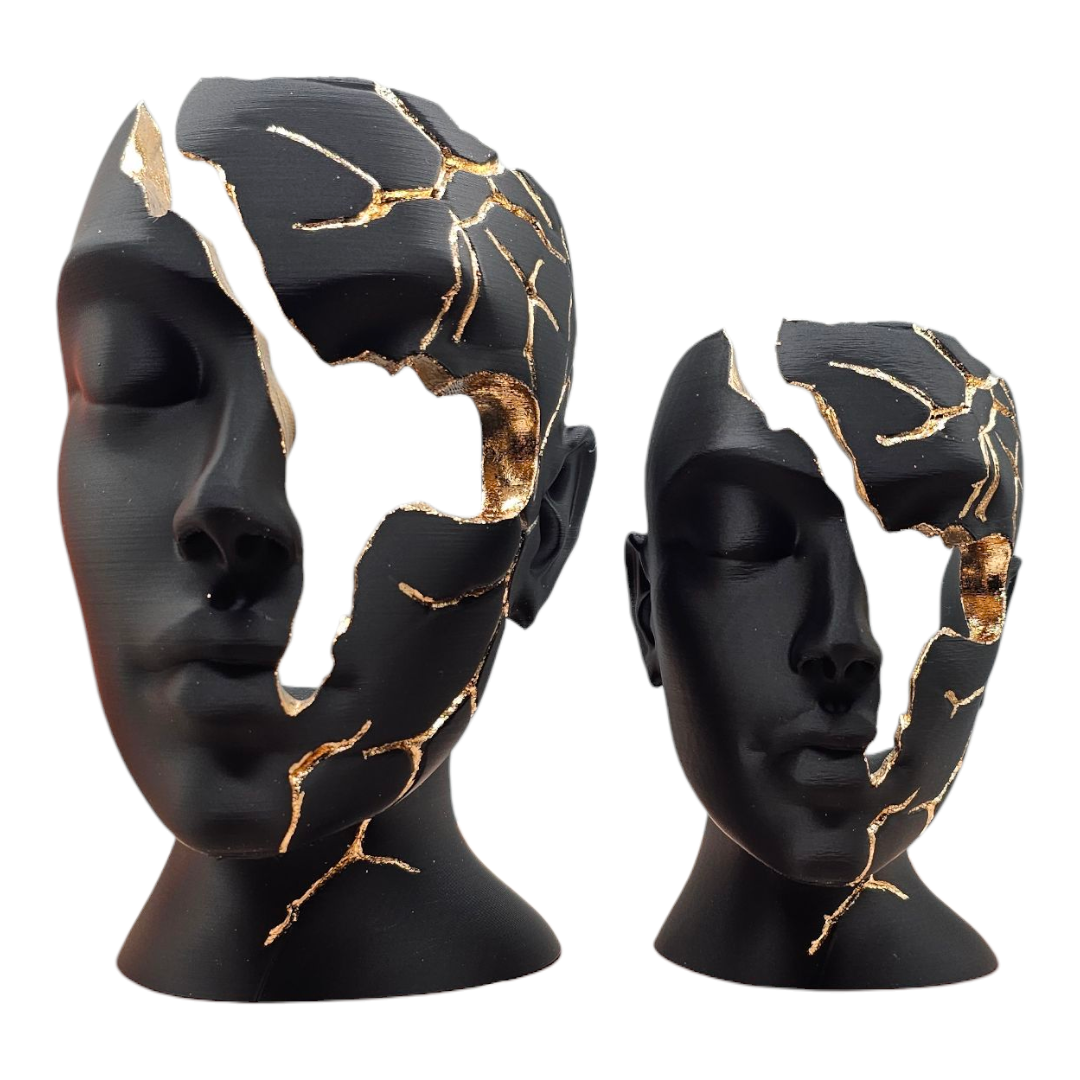 Luxury Layerzz – Broken Face - Gold Edition - kunstbeeld - 3 maten