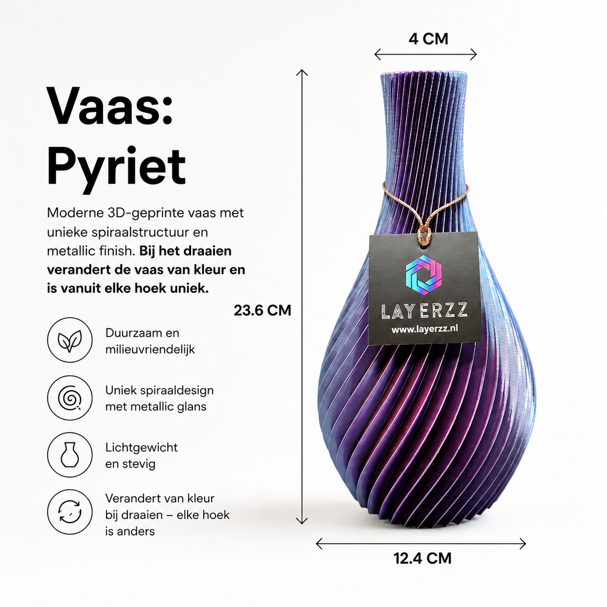 Pyriet – Multicolor 3D Geprinte Vaas Voor Droogbloemen