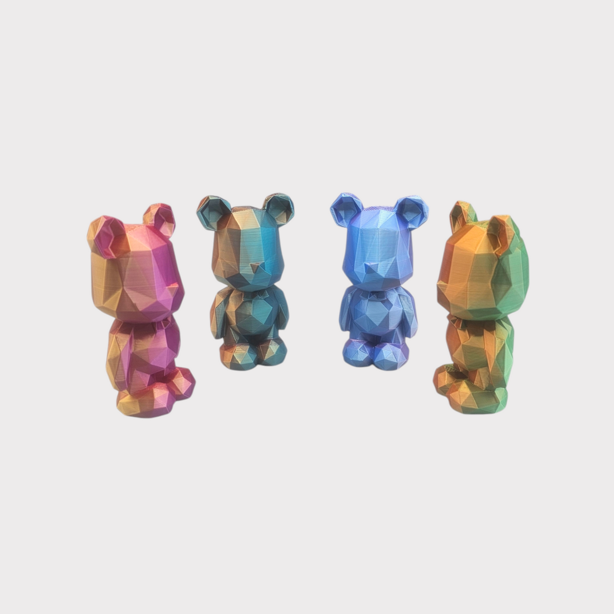 3D Geometrisch Beertje | Kleurrijke Mini Decoratie van Meerkleurig Filament