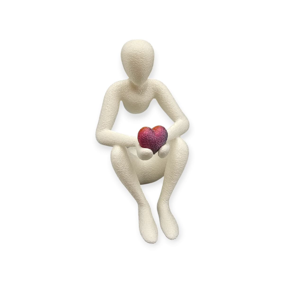 Modern Beeldje met Hartje NObody- 3D Geprinte Liefdesdecoratie