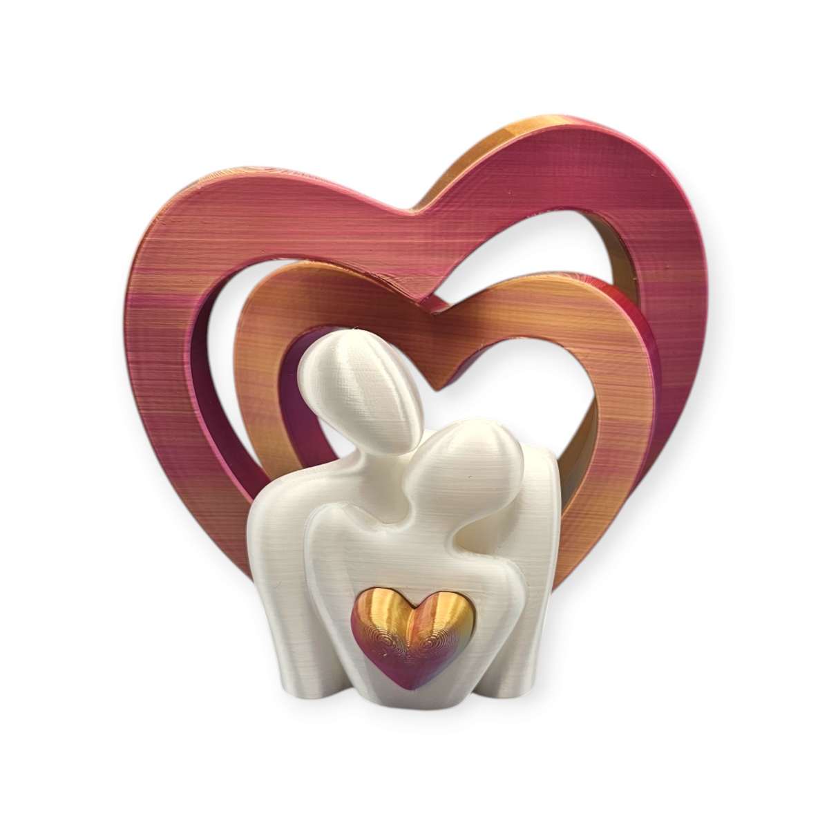 Liefdesbeeldje met Verwisselbaar Hart 3D Geprinte Decoratie met Hartje 3 kleuren