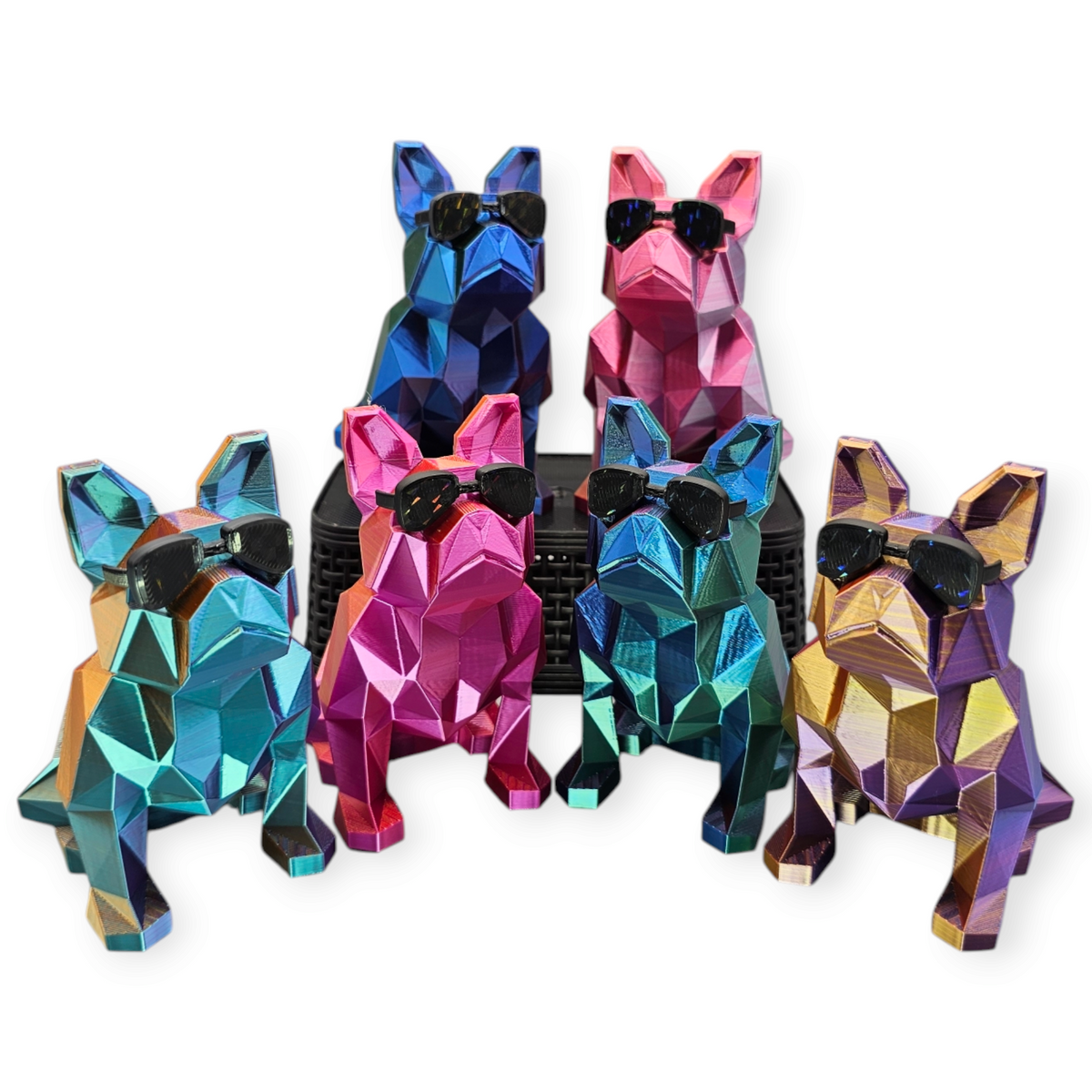3D Geprinte Bulldog met Zonnebril - Unieke Kleuren & 2 Maten