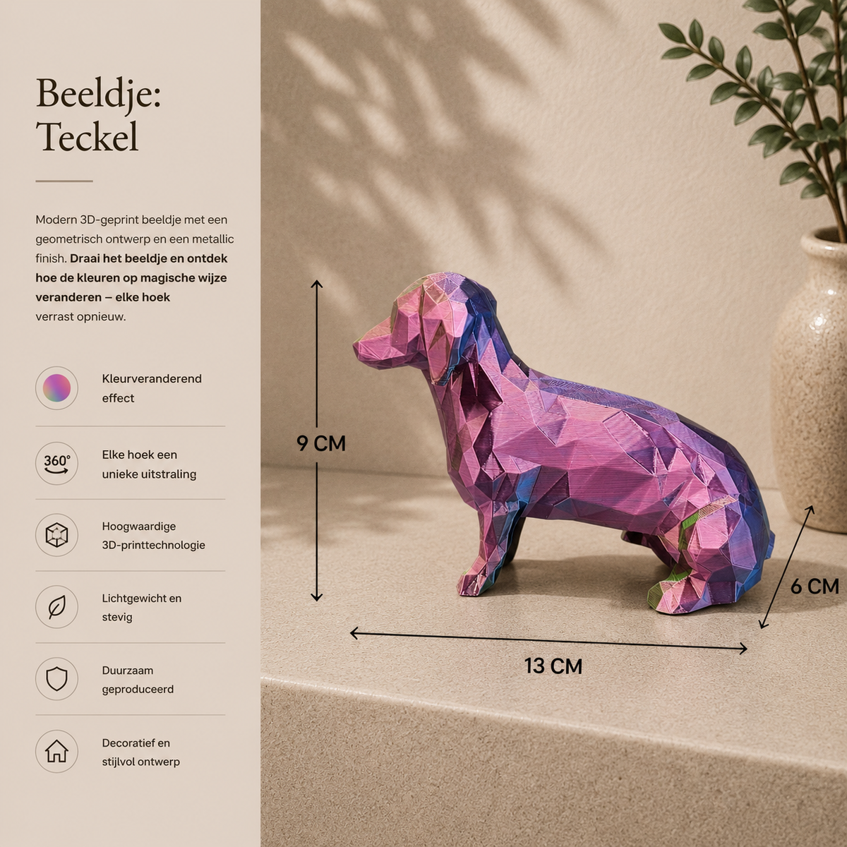 Tekkel – 3D-geprint Hondje met Kleurverloop
