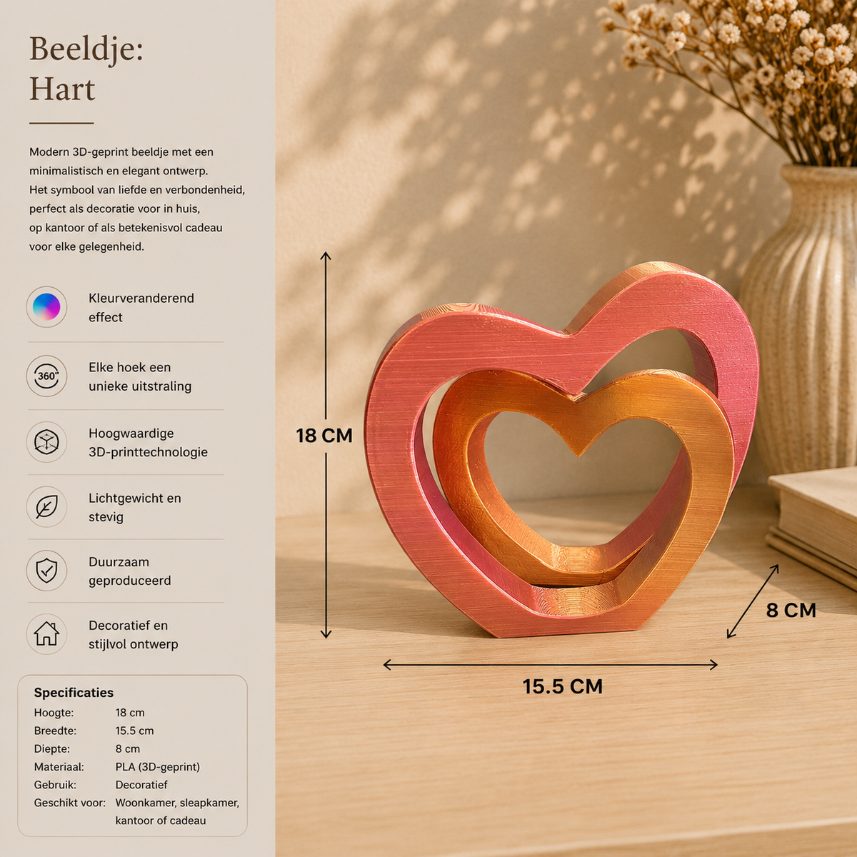 Infinity love - decoratief hart - als set of los