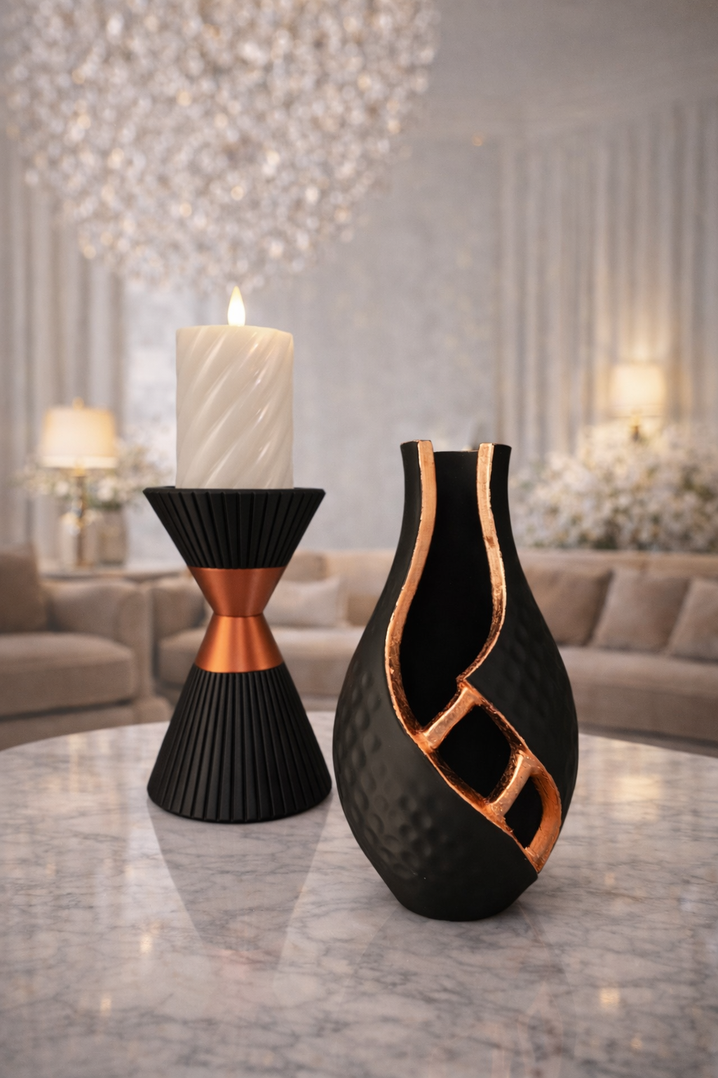 Luxury Layerzz – Golden Rift Vase -Gold & Rose Gold Accent - decoratie