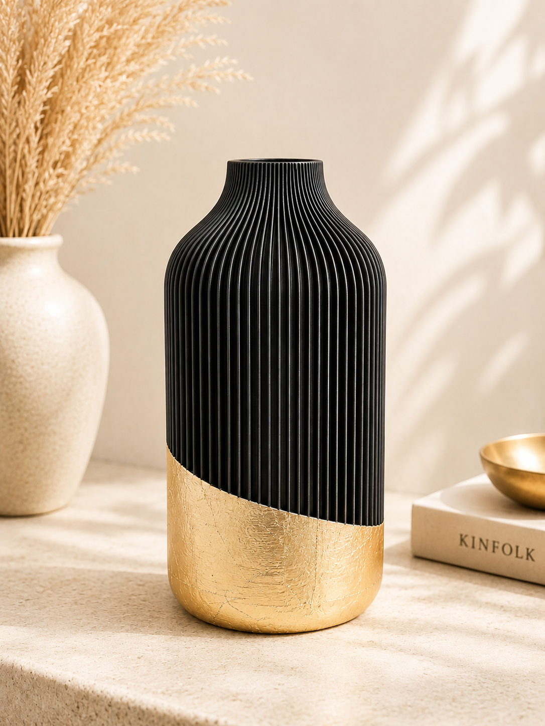 Luxury Layerzz – Golden Leaf Vase | Rose Gold & Gold - huisdecoratie