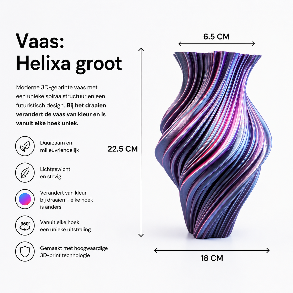 Helixa - Unieke 3D geprinte vaas - 2 maten