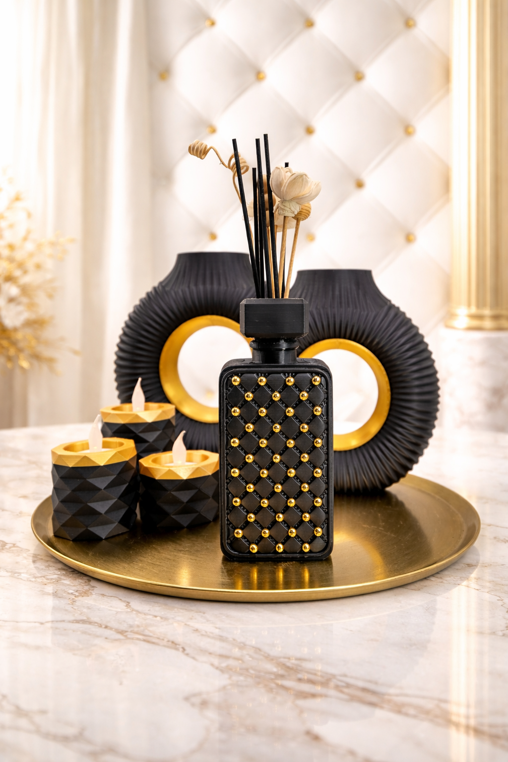 Luxury Layerzz LED Waxinelichthouders – Set van 3 zwart met goud of koper - homedecoration