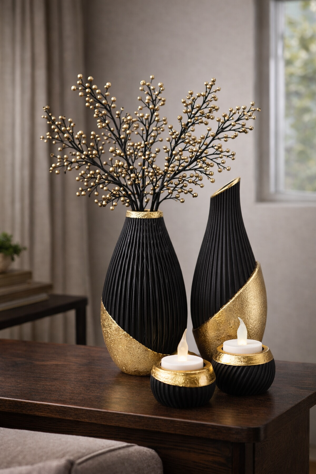 Waxinehouder Luxury Layerzz – bladmetale afwerking - woondecoratie - diverse varianten